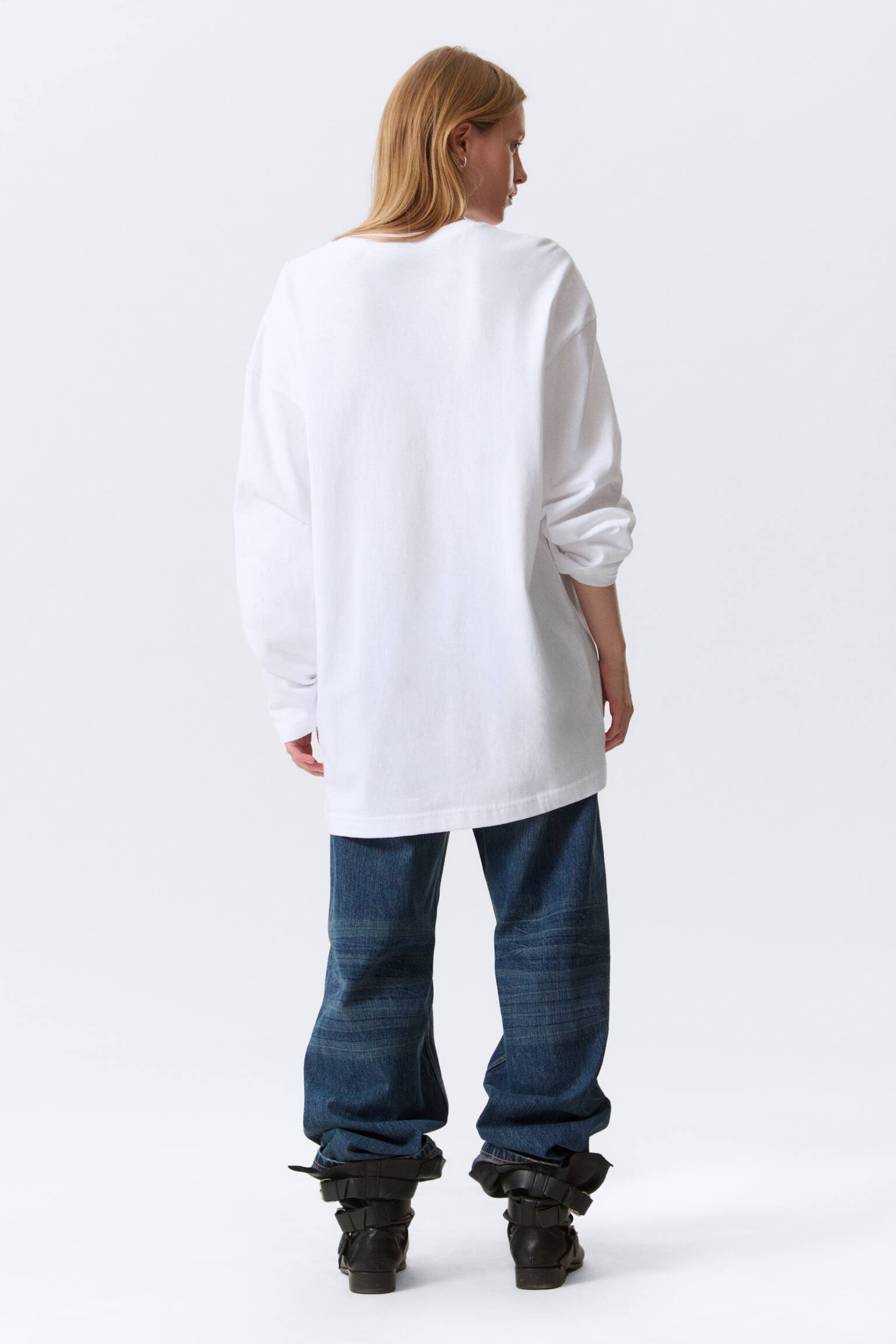 Oversized T-shirtjurk met lange mouwen - Wit/Grijs gemêleerd - 5