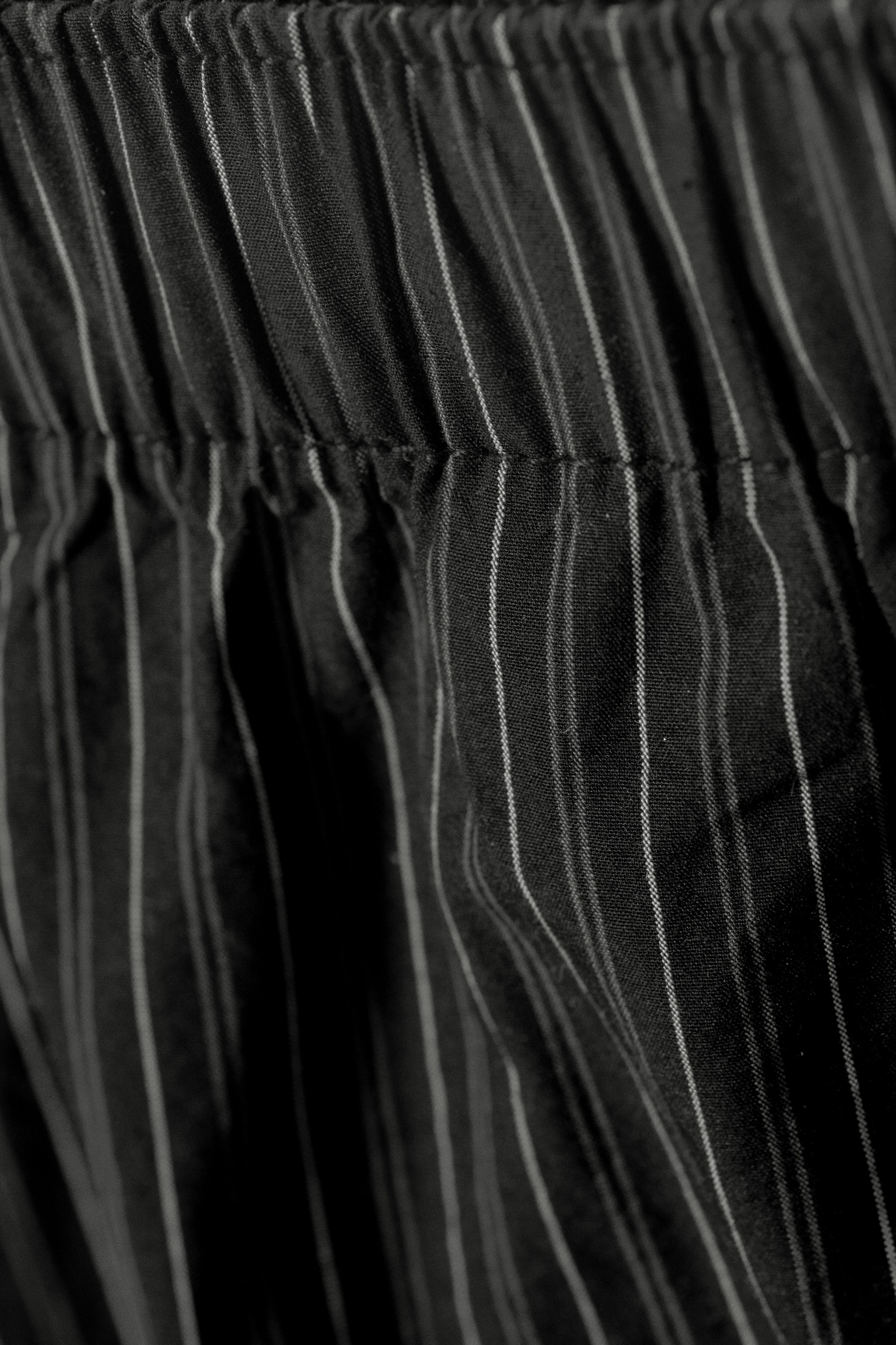 Pantalon coton ample taille basse - Rayé Noir/Bleu clair rayé - 6