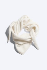 White - Hairy Wool-Blend Triangle Scarf - 2