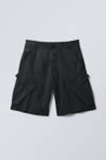 Black - Tilted Relaxed Cargo Shorts - 4