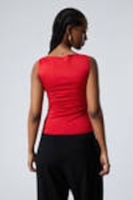 Red - Annie Sleeveless Boat-Neck Top - 2