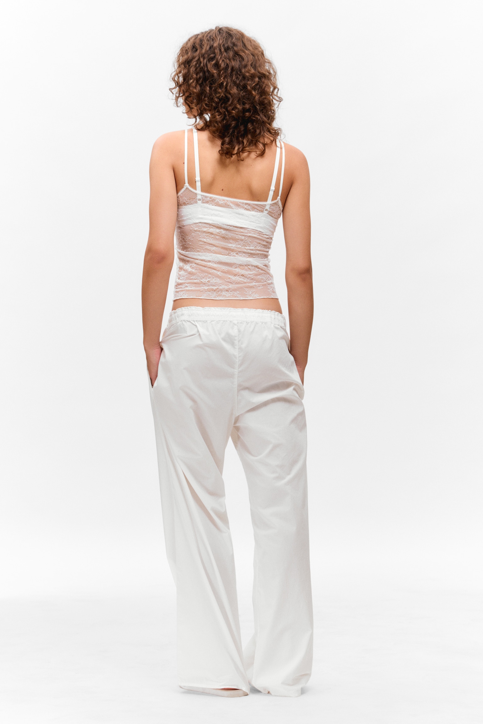 Lace Pyjama Cami Top - Hvid - 4
