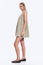 Verwaschenes Khakigrün - Ärmelloses Minikleid aus Baumwoll-Twill - 2