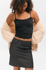 Dunkelgrau meliert - Midi-Anzugrock mit niedrigem Bund und Slim Fit - 1