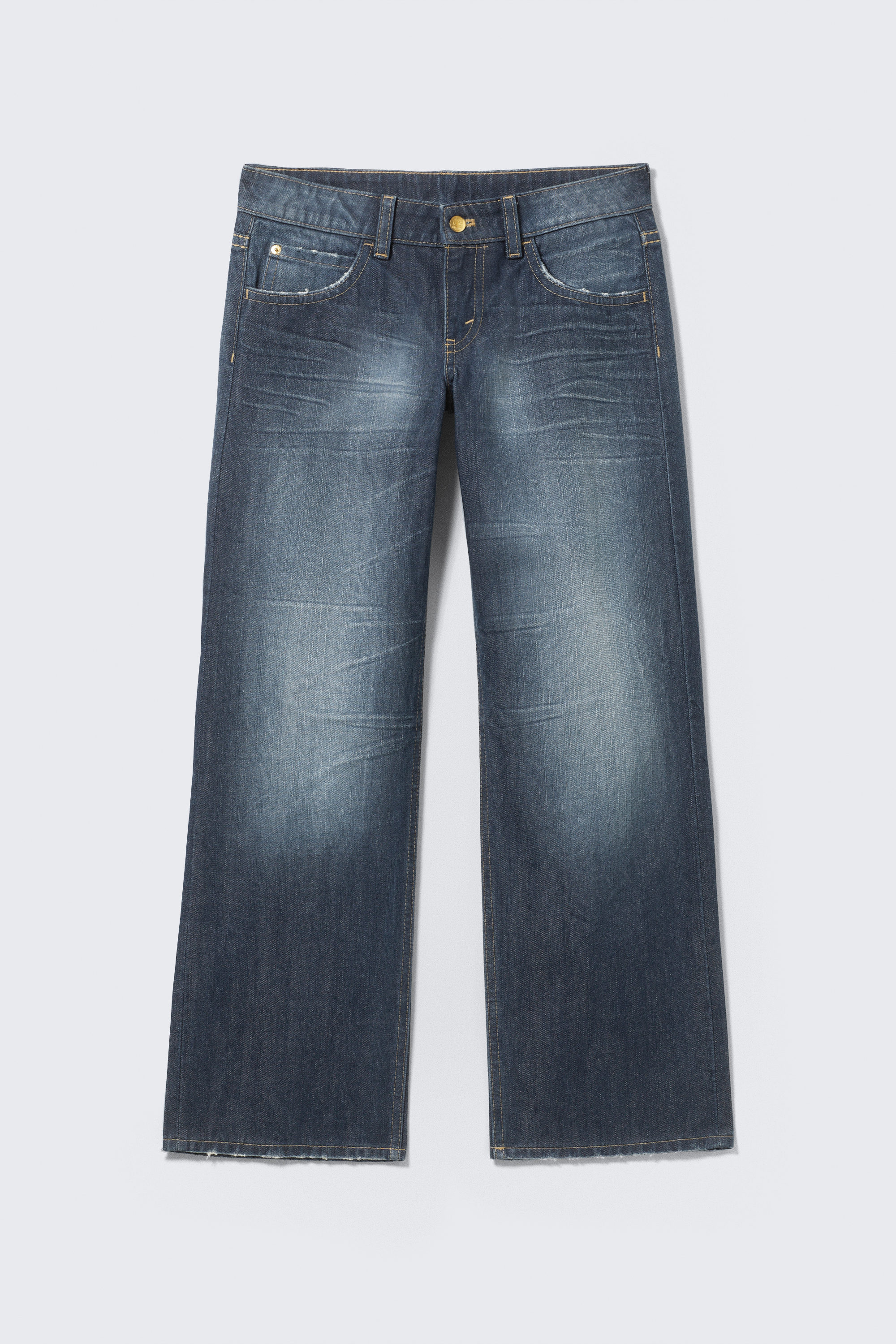 Star Blue - Mörkblå - Messy Low Rise Regular Straight Jeans - 6