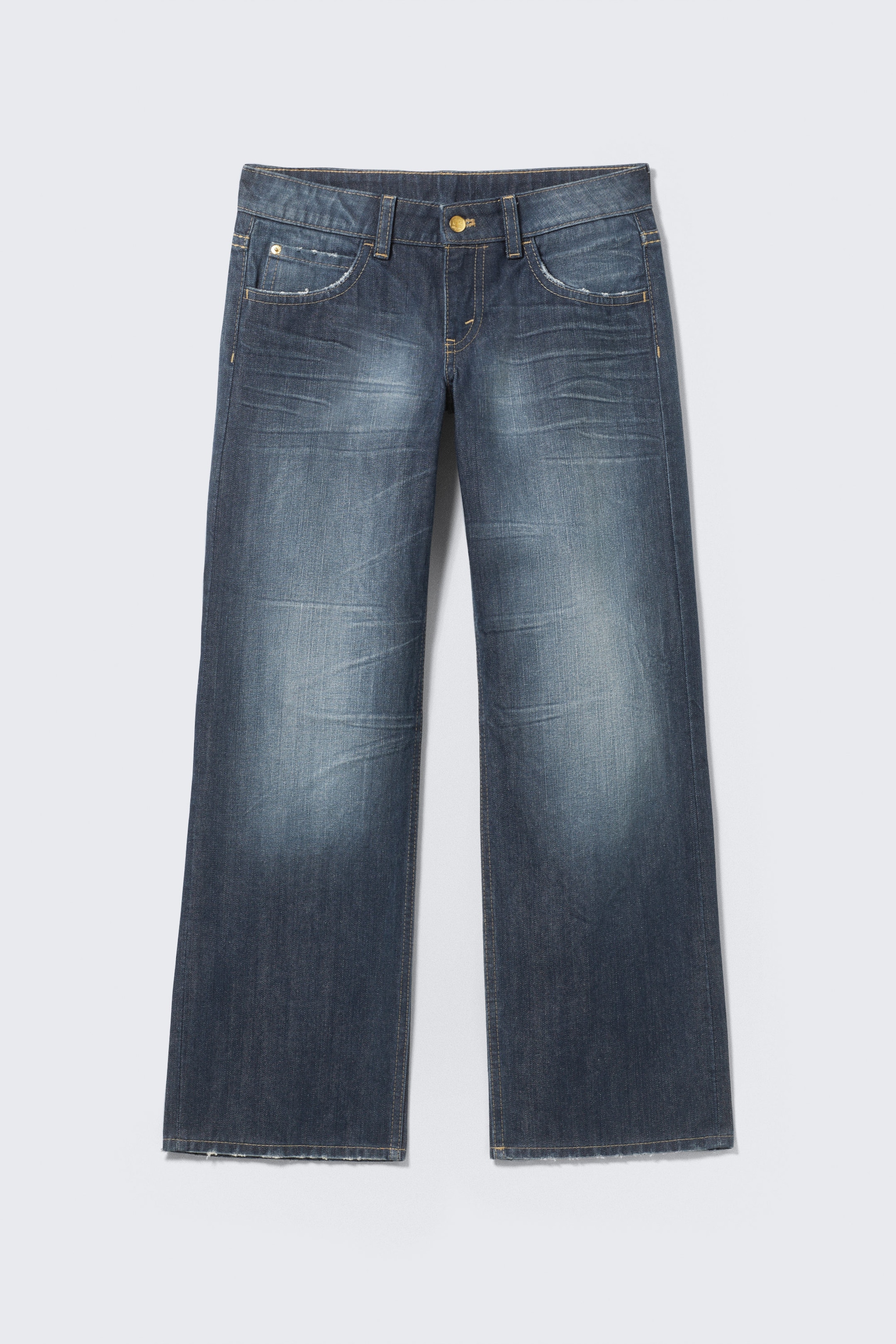 Star Blue - Dark Blue - Messy Low Rise Regular Straight Jeans - 2