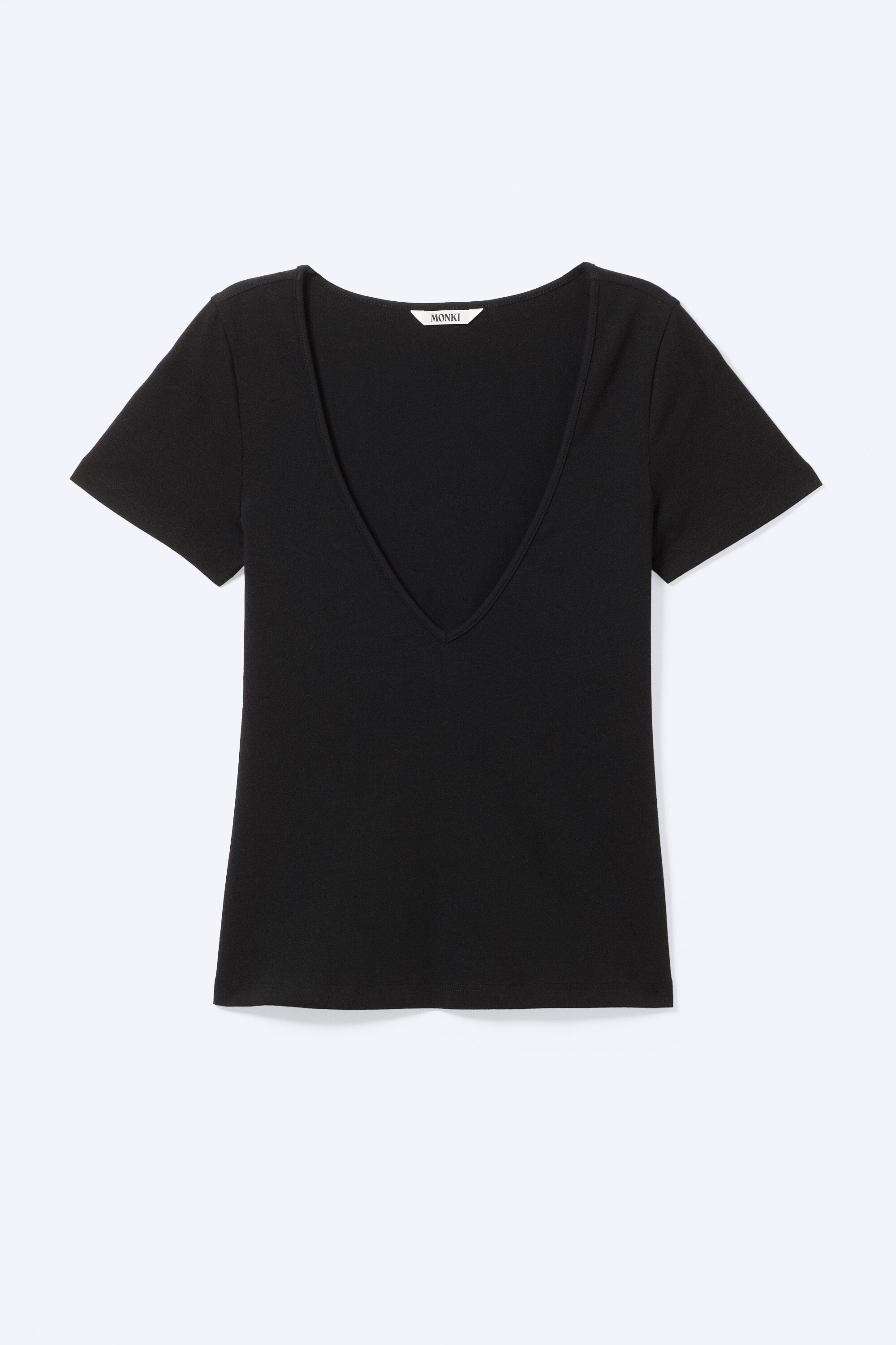 slim deep v-neck t-shirt - Black | Monki EU