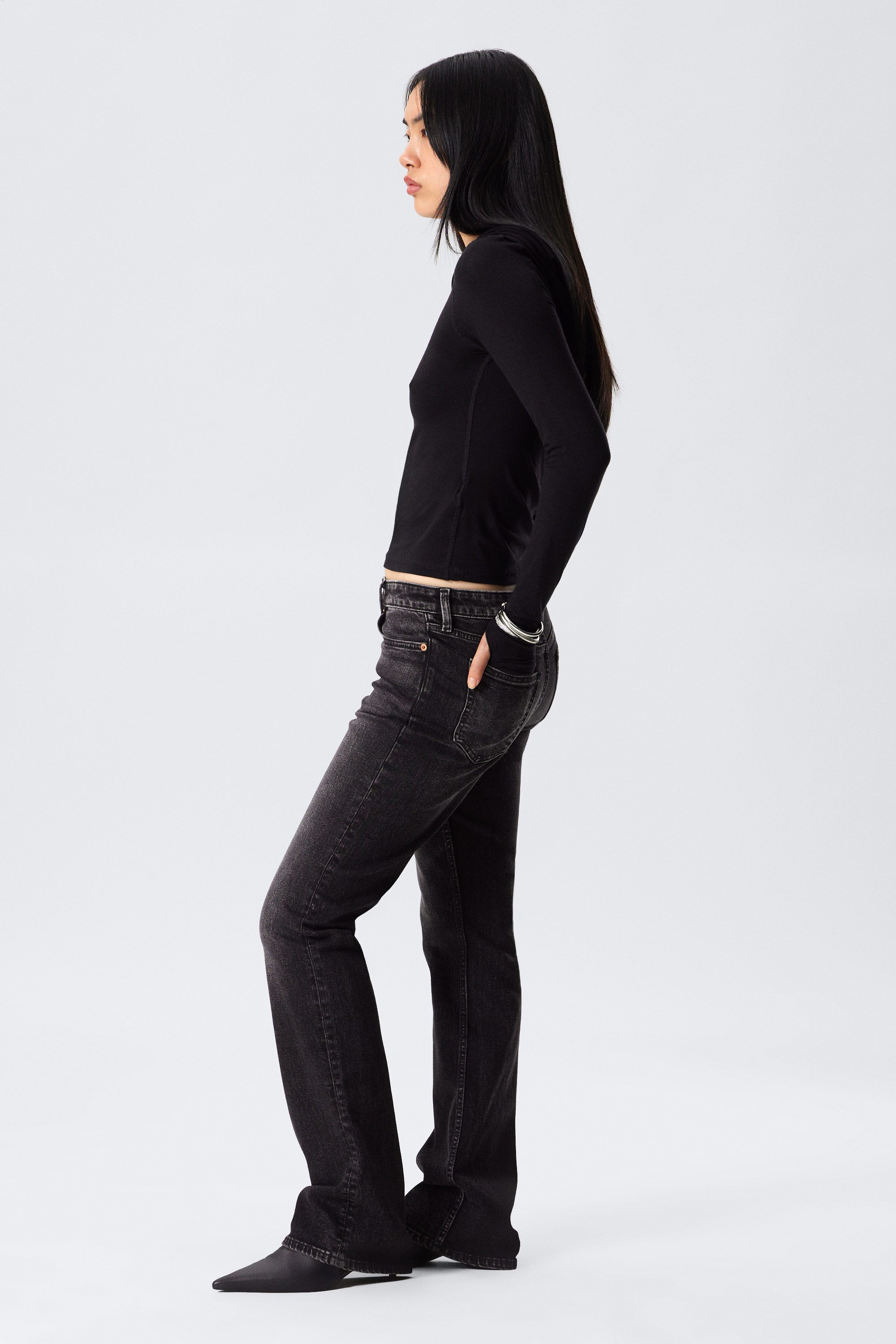 Paloma Black - Schwarz - Tension Mid Rise Slim Bootcut Leg Jeans - 2