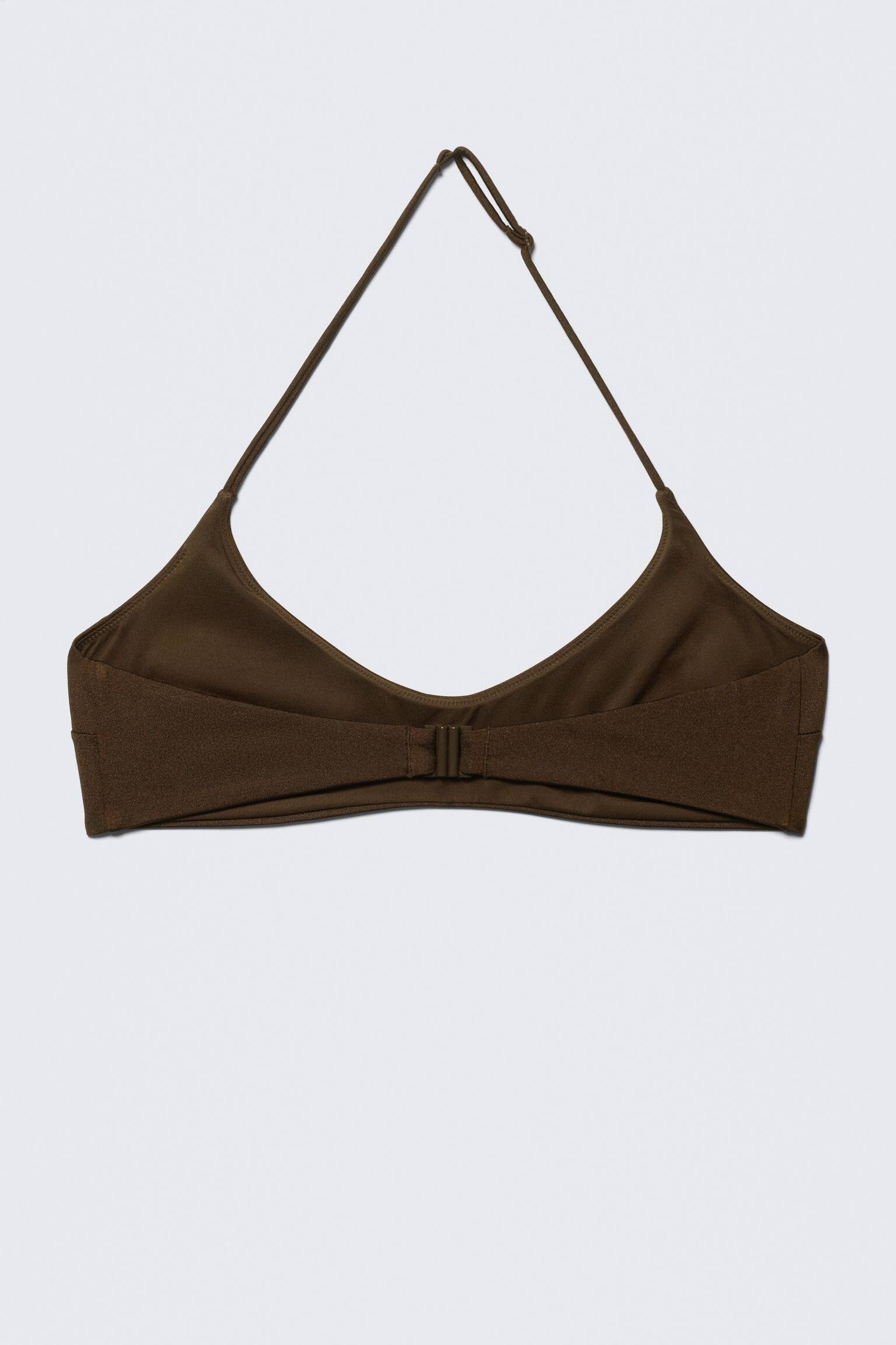 Minimal Halter Bikini Top - Donkerbruin/Donkergroen - 4