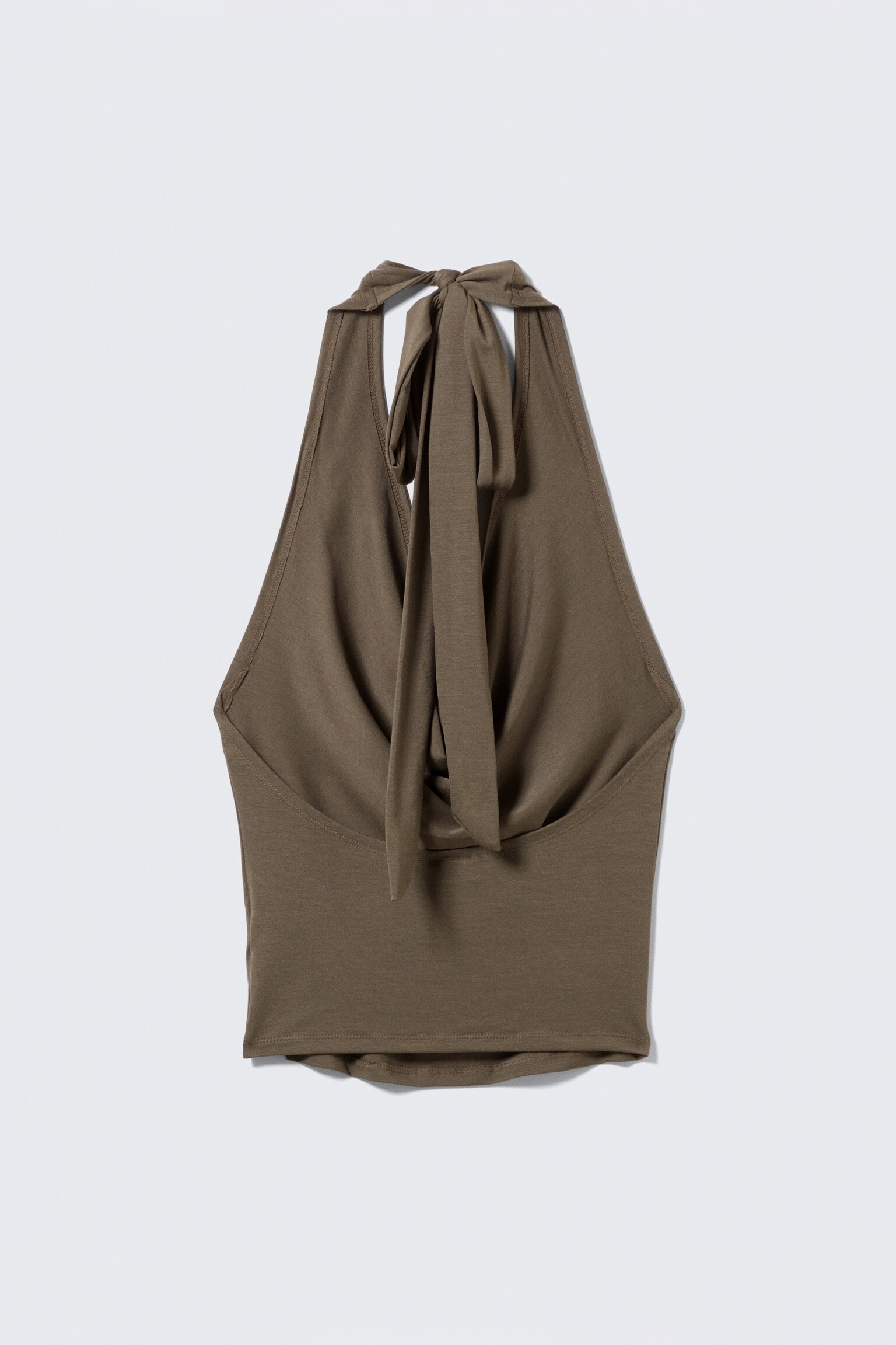 Waterfall Drape Halter Top - Donkertaupe/Black - 5