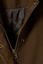 Dark Khaki Green - Oversized Canvas Car Coat - 6