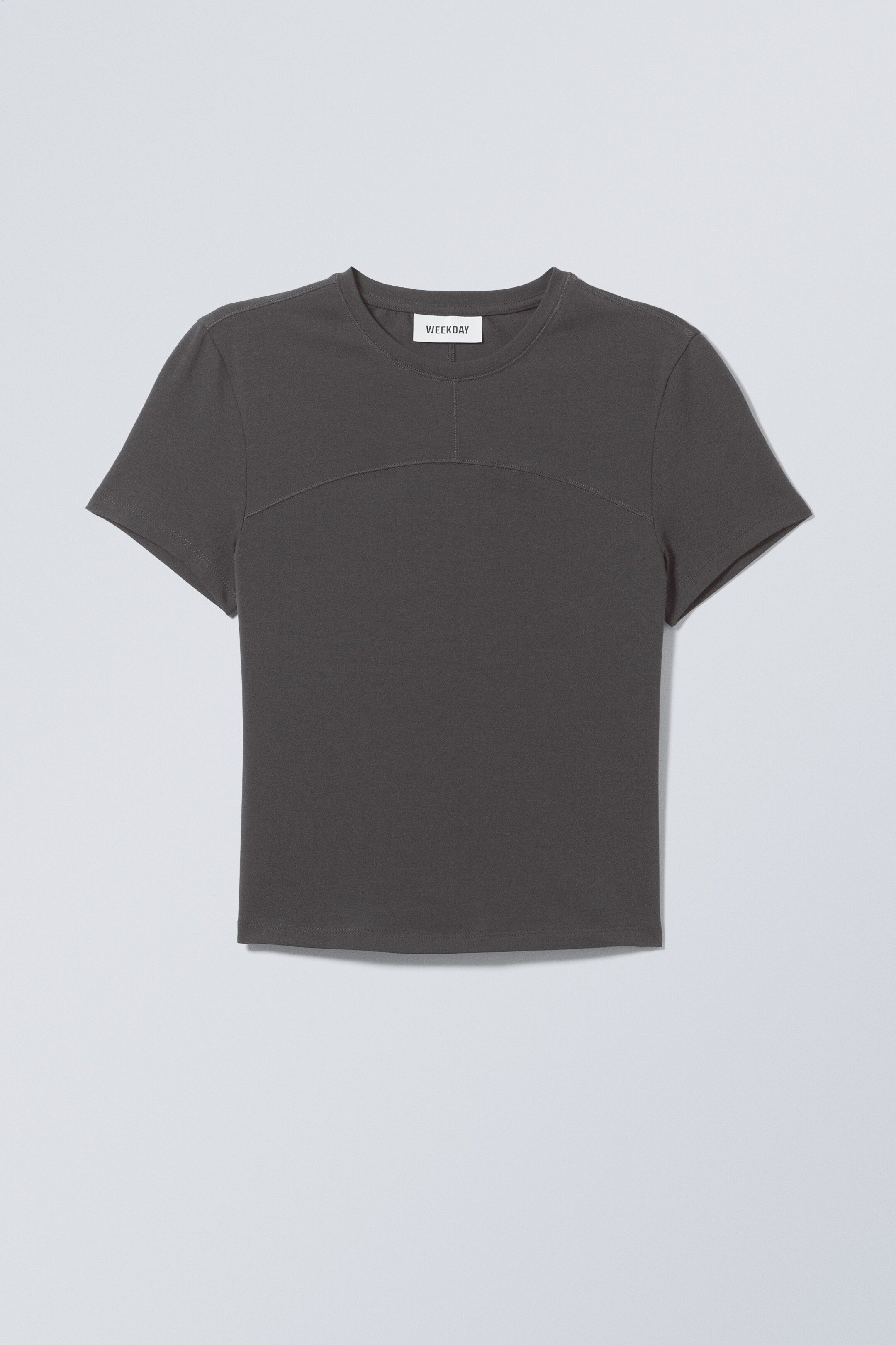 Dark Grey - Seam Fitted T-shirt - 0