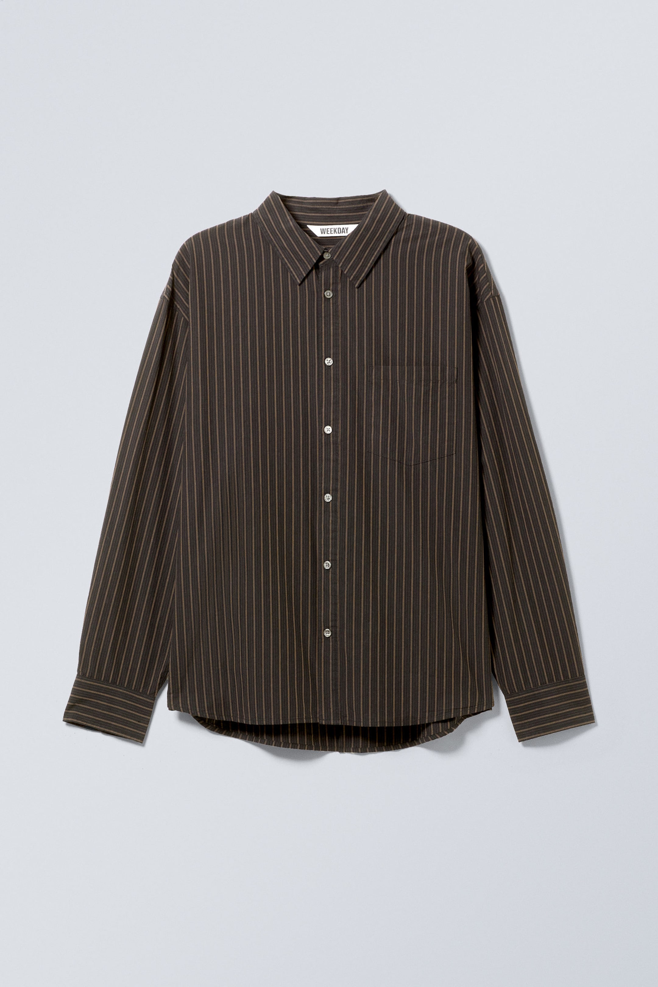 Dark Grey Stripe - Oversized Striped Shirt - 0