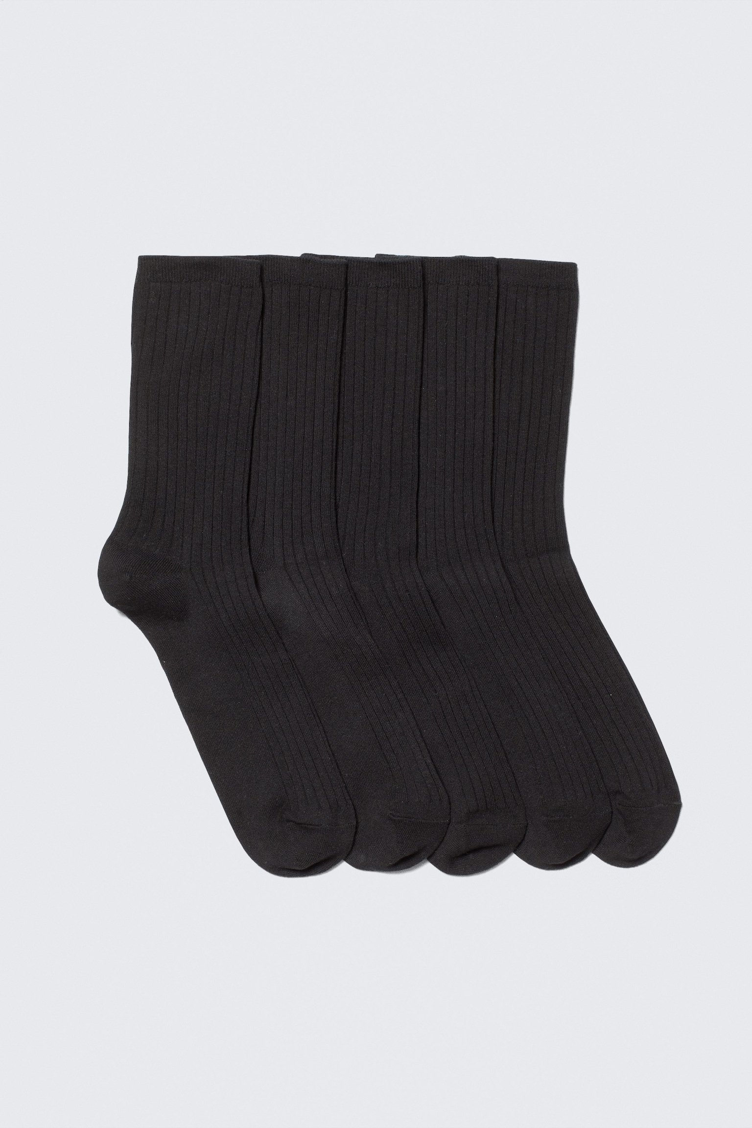 5-pack Rib Socks - Zwart/Wit