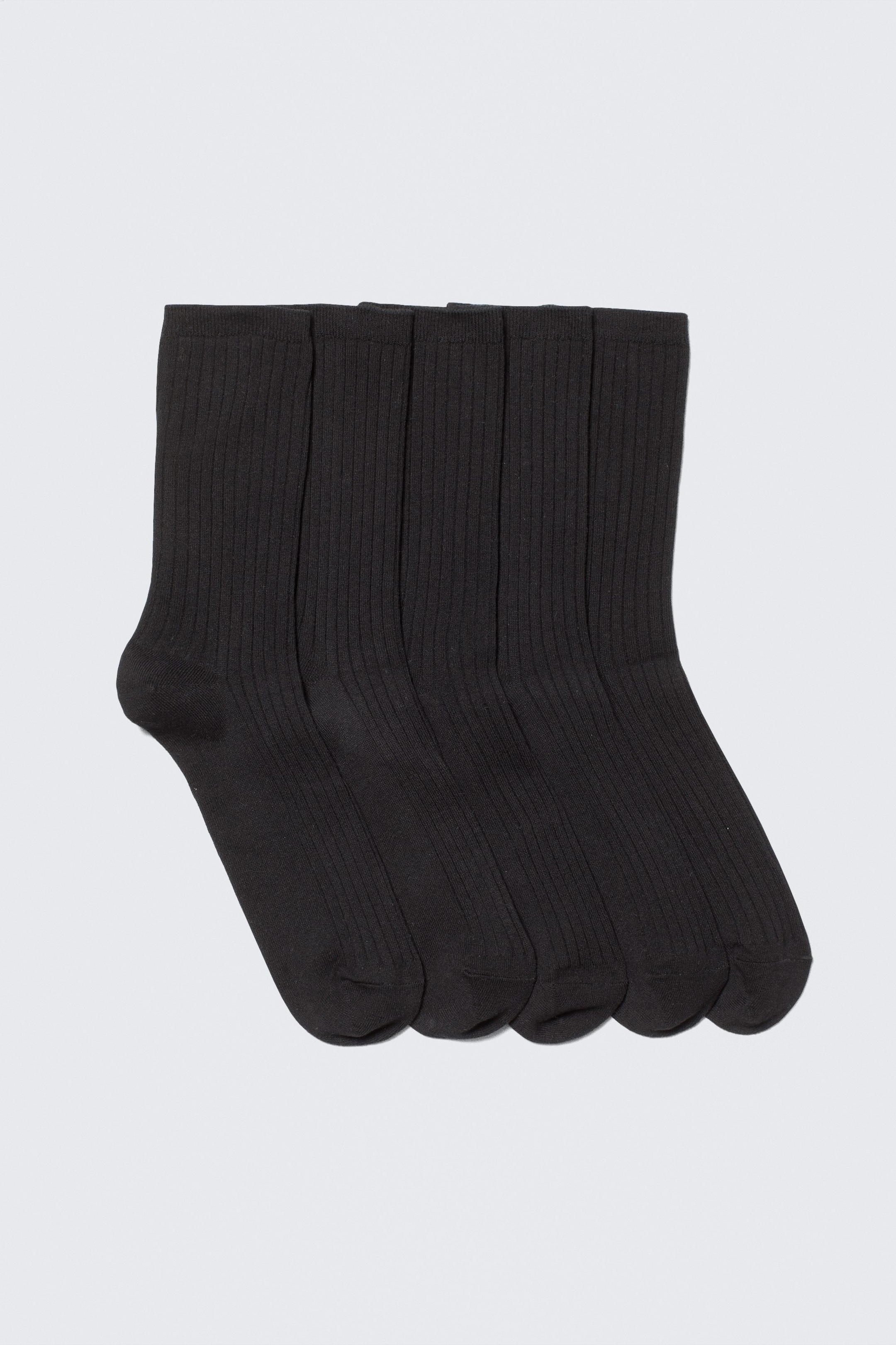 Schwarz - 5er-Pack Rippensocken