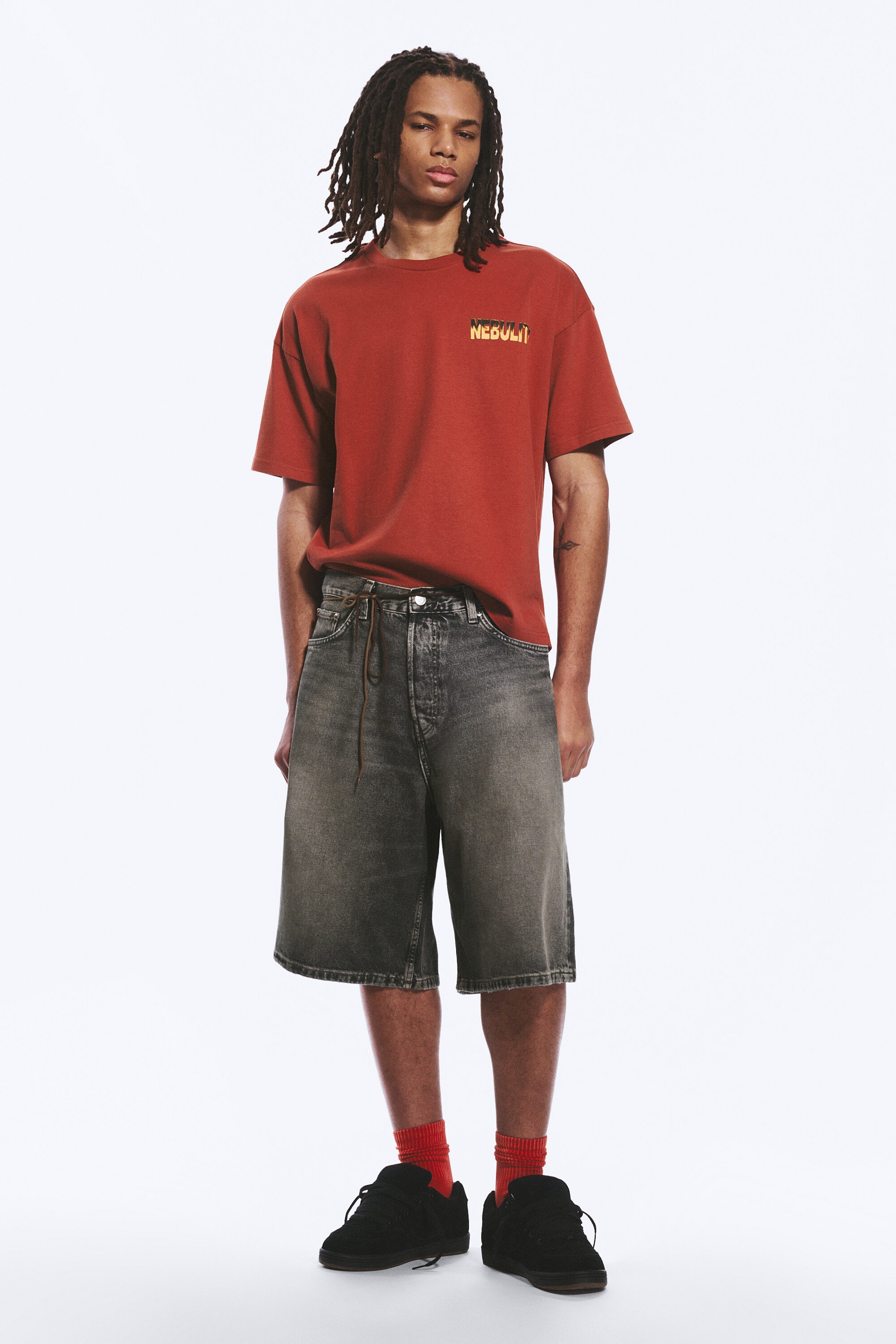 Red - Nebulith - Boxy Printed Graphic T-shirt - 2