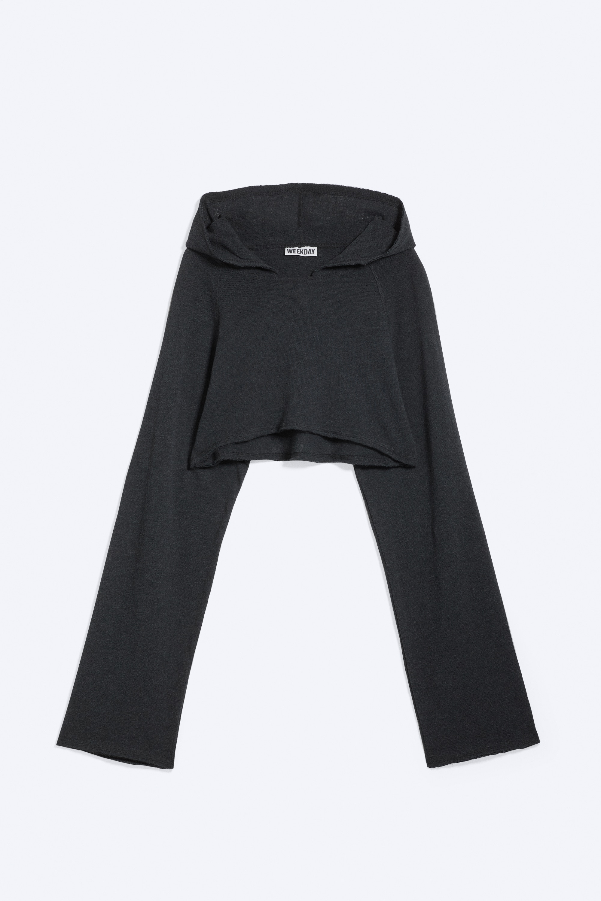 Croppad bolero med huva - Mörkgrå/Vit