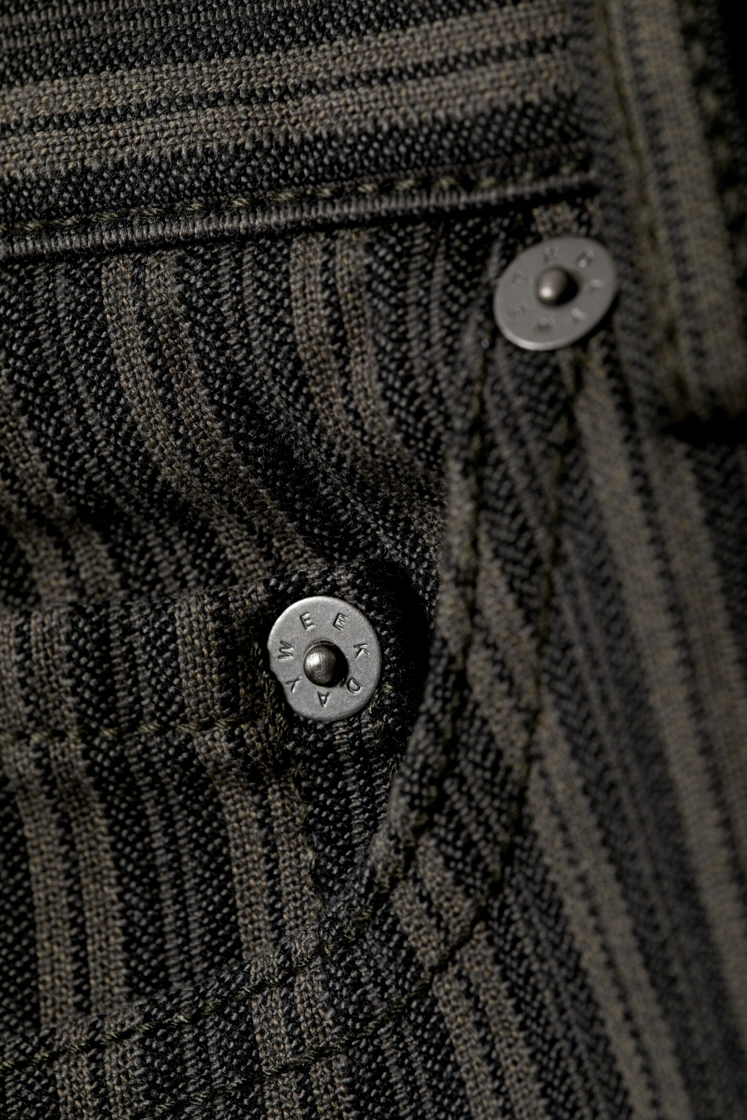 Low Waist Pinstripe Cotton Trousers - Striped Dark Grey - 2