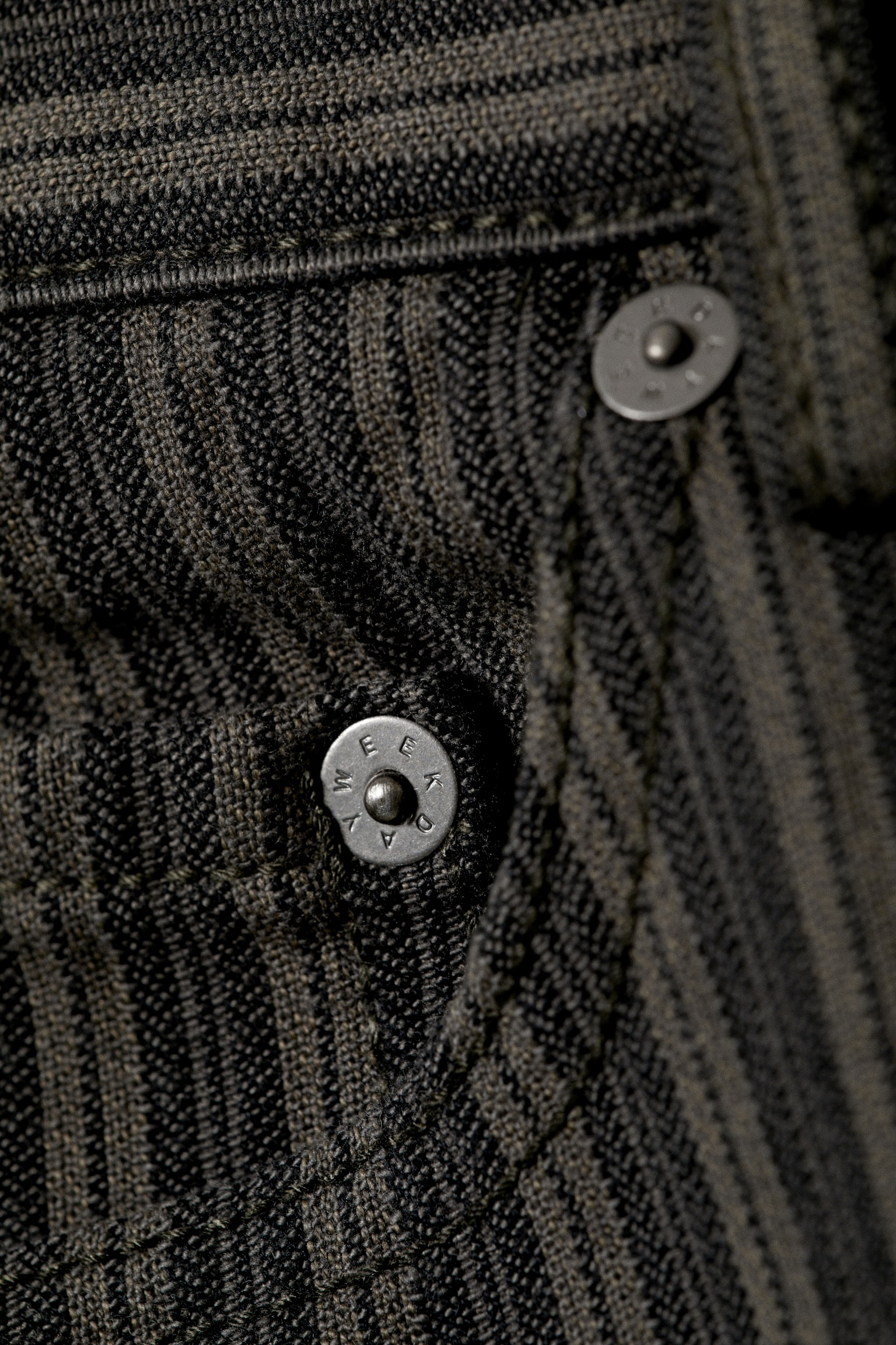 Low Waist Pinstripe Cotton Trousers - Striped Dark Grey - 2