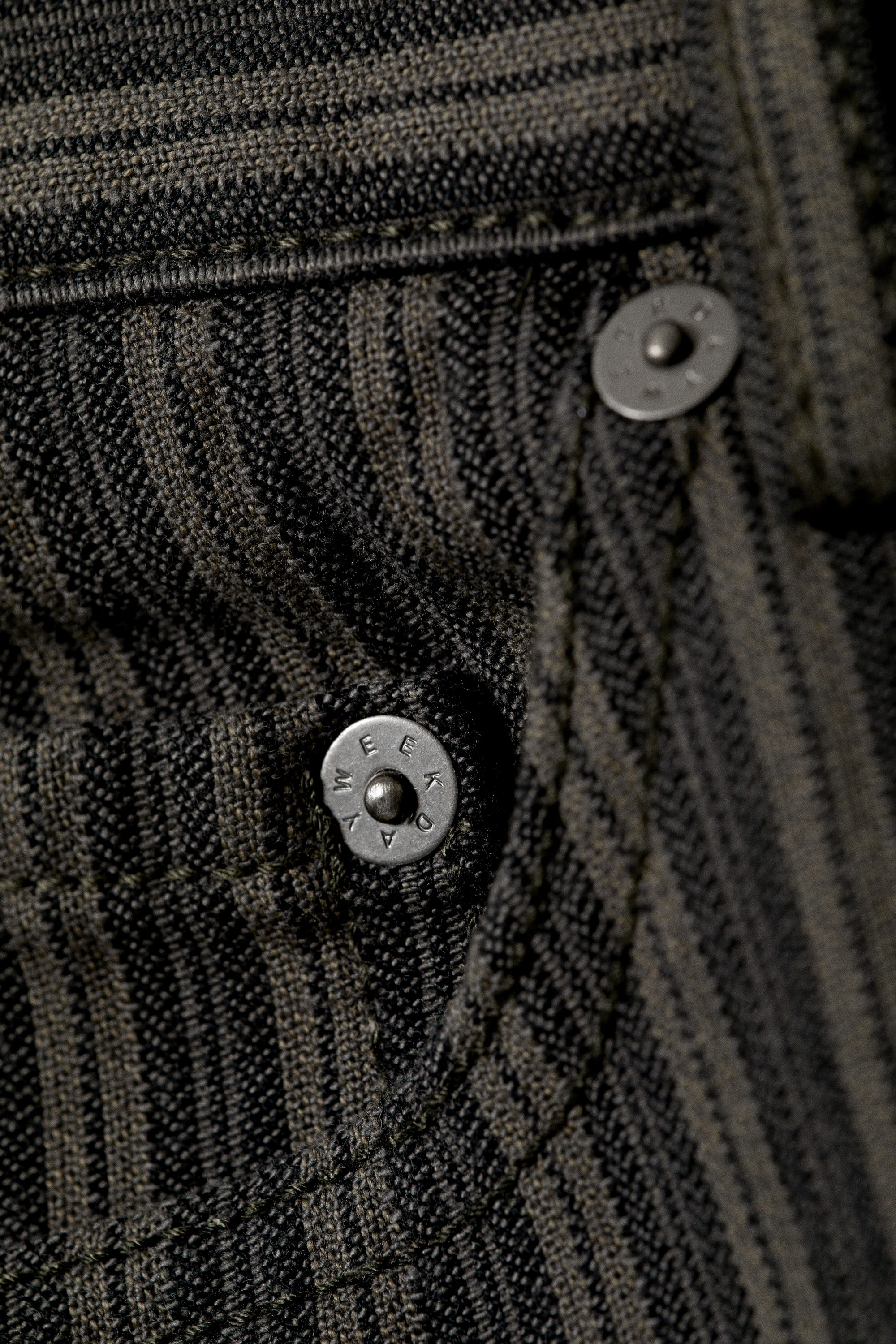 Striped Dark Grey - Low Waist Pinstripe Cotton Trousers - 2
