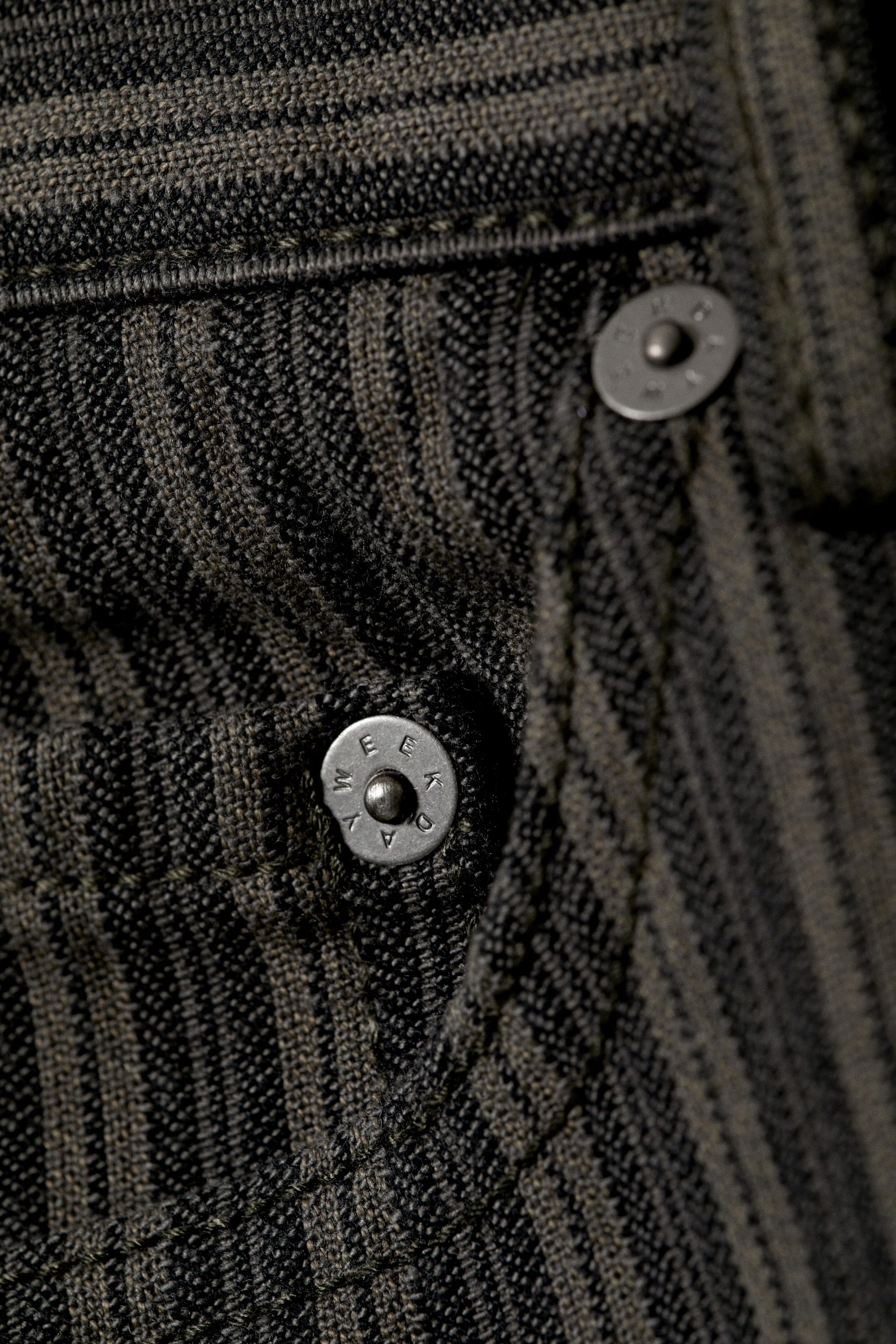 Striped Dark Grey - Low Waist Pinstripe Cotton Trousers - 5