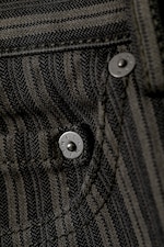 Striped Dark Grey - Low Waist Pinstripe Cotton Trousers - 5