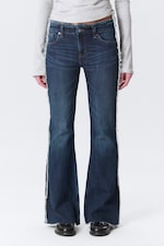 Summit Blue - Dark Blue - Katsumi Low Rise Frayed Flared Leg Jeans - 4