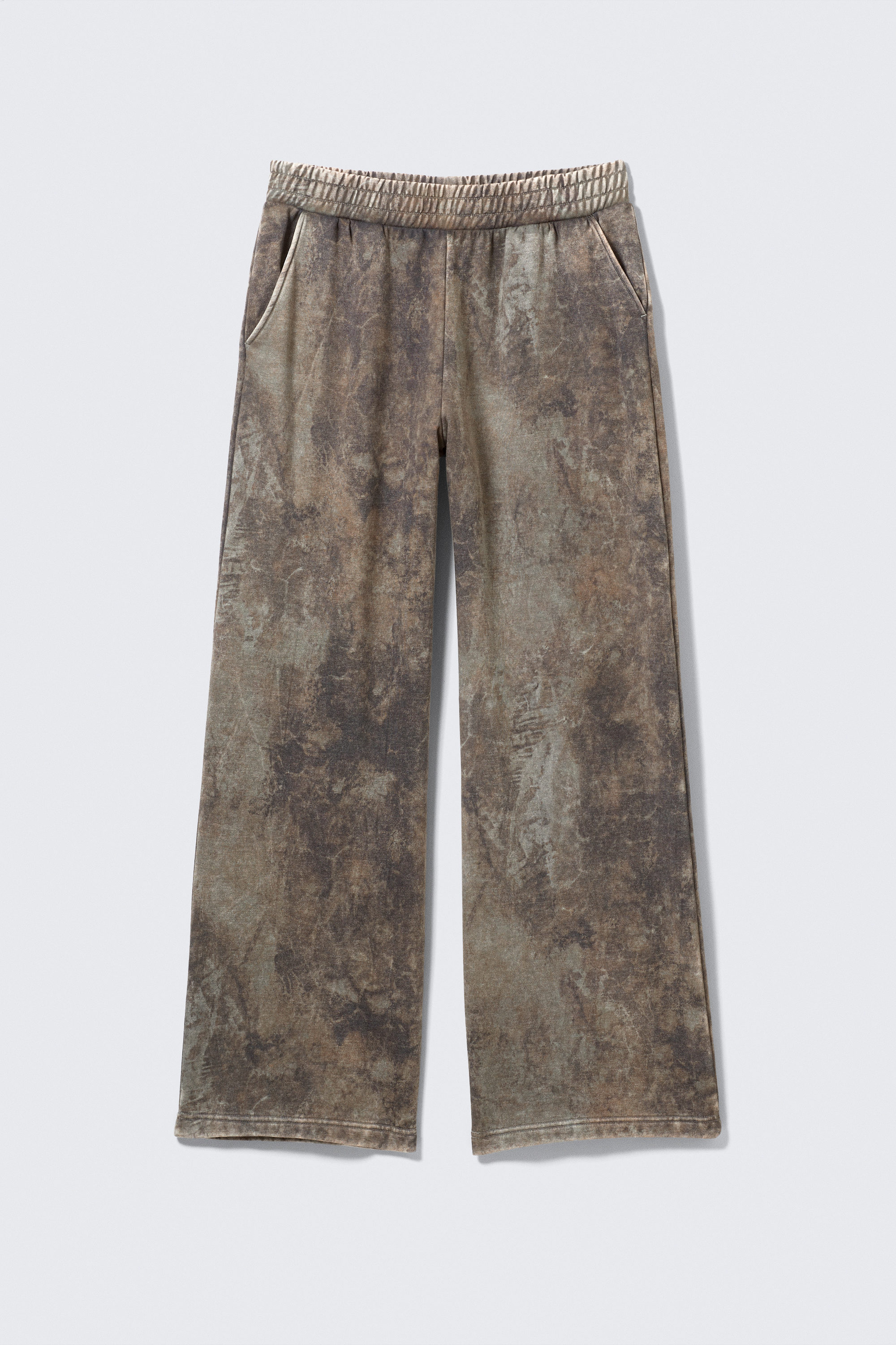 Khaki Green - Textured Forest - Loose Fit Printed Sweatpants - 1