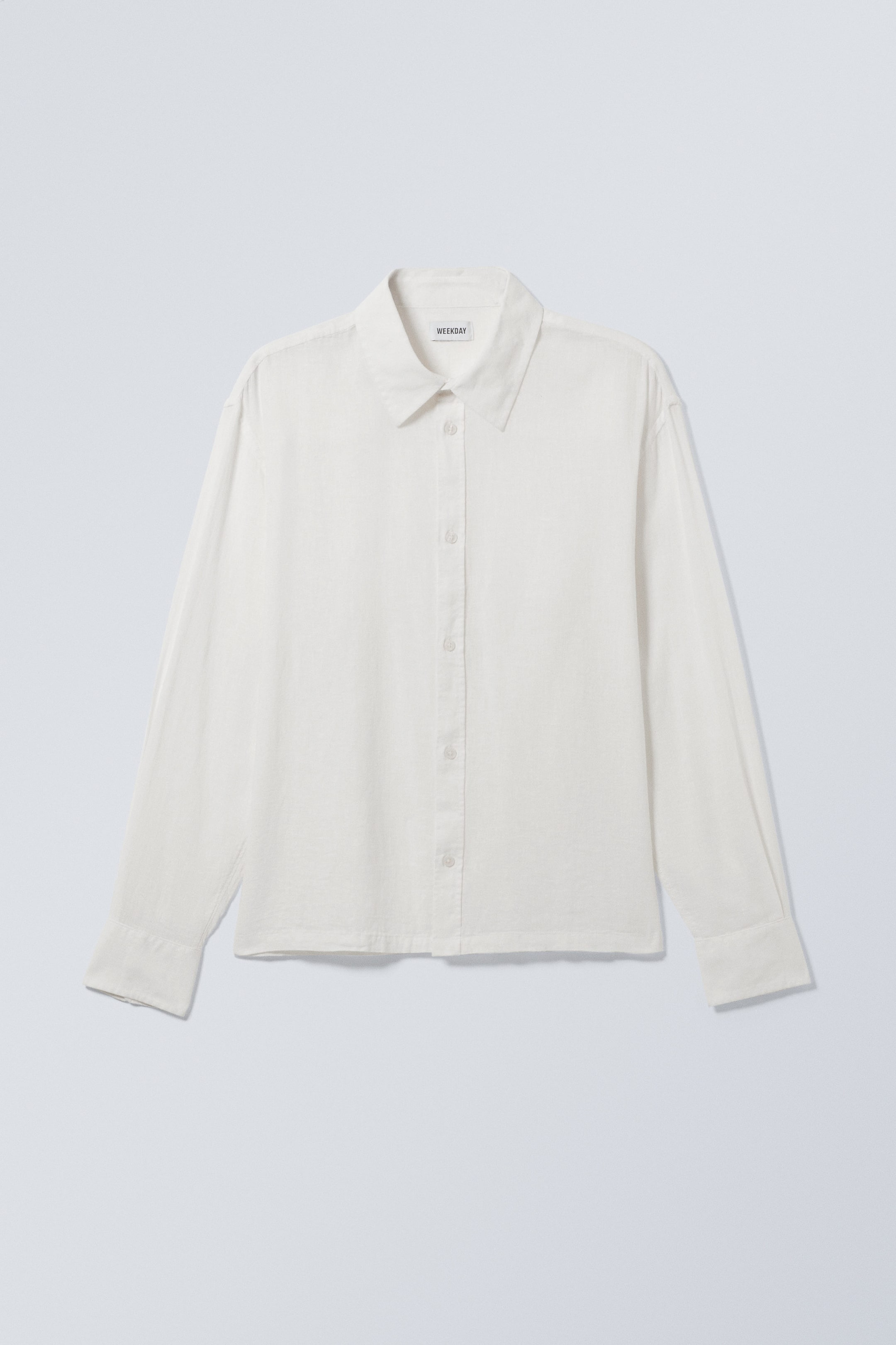 Dusty White - Oversized Boxy Linen Blend Shirt - 1