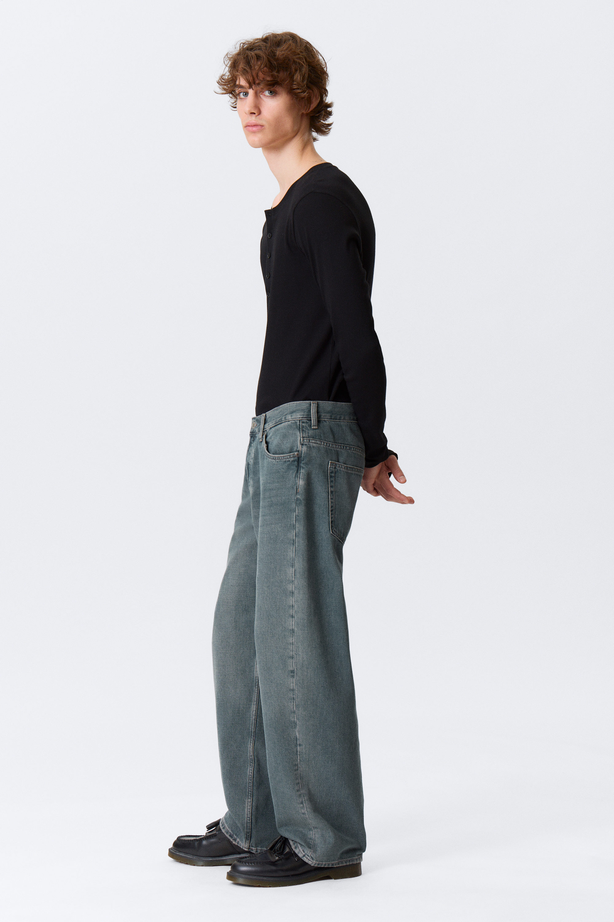 Blue One - Mörkblå - Sphere Low Waist Loose Straight Leg Jeans - 7