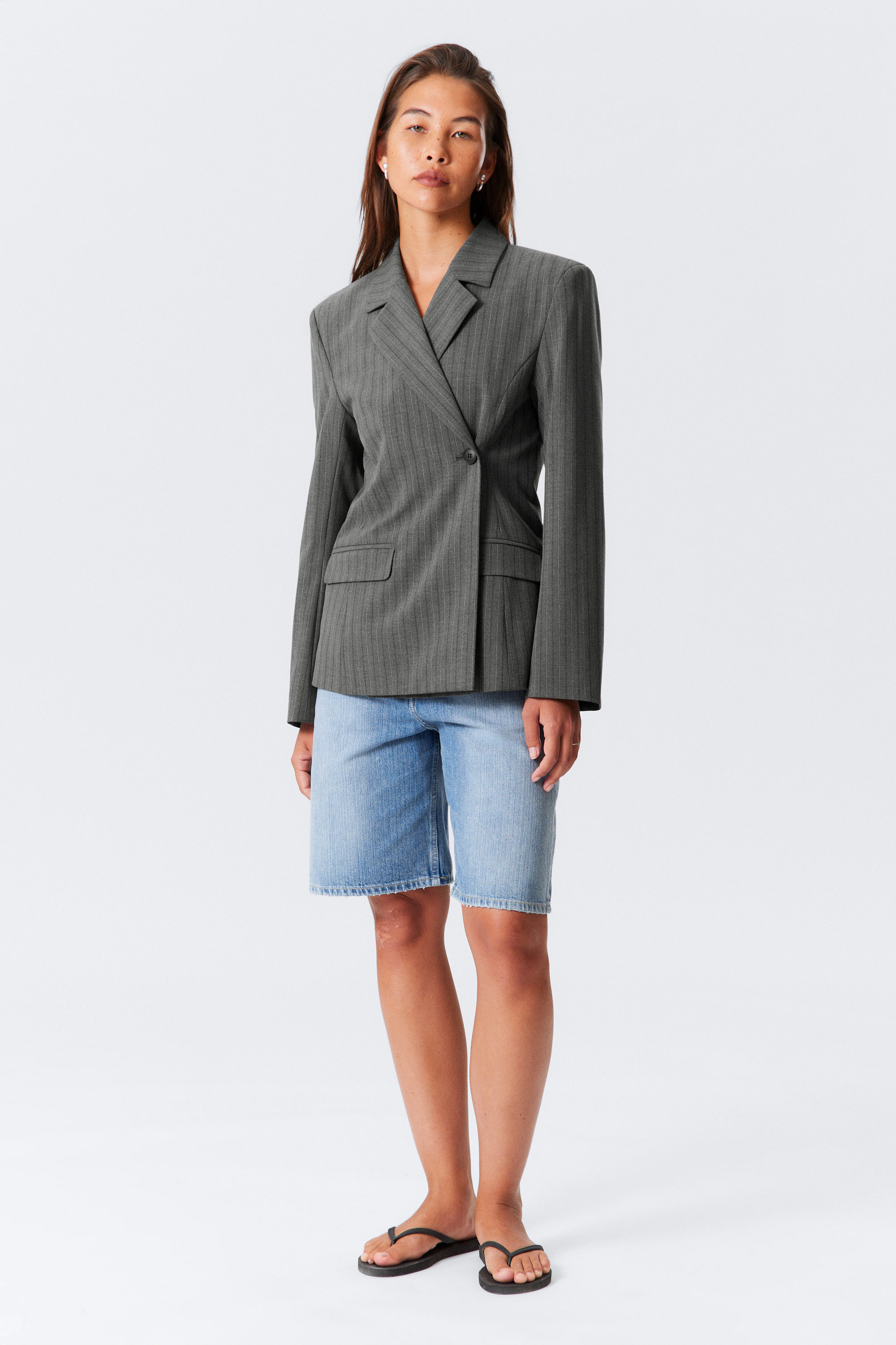 #6E6E6E - Double-Breasted Suiting Blazer - 1