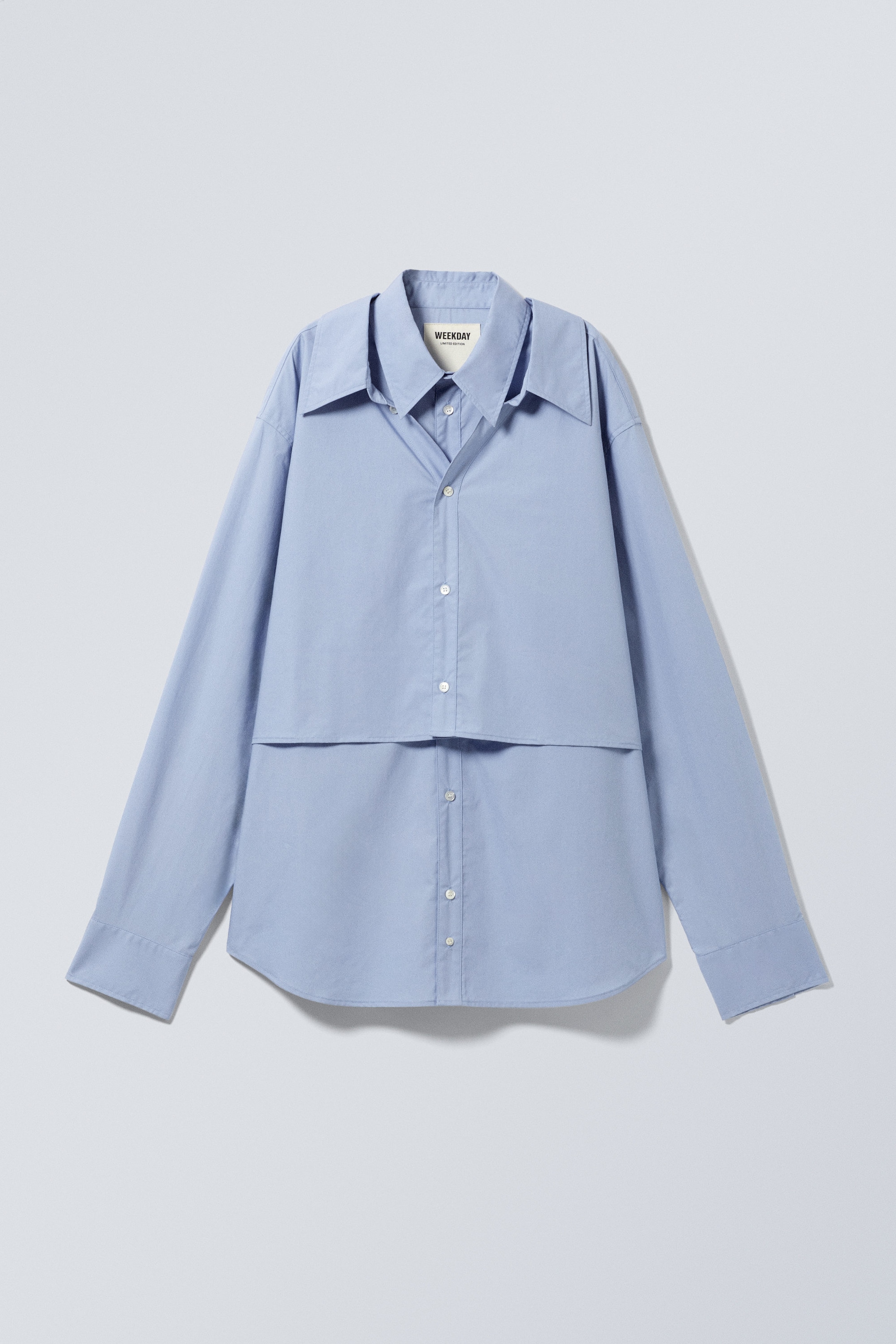 Light Blue - Double-Layered Oversized Shirt - 1