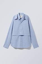 Light Blue - Double-Layered Oversized Shirt - 0