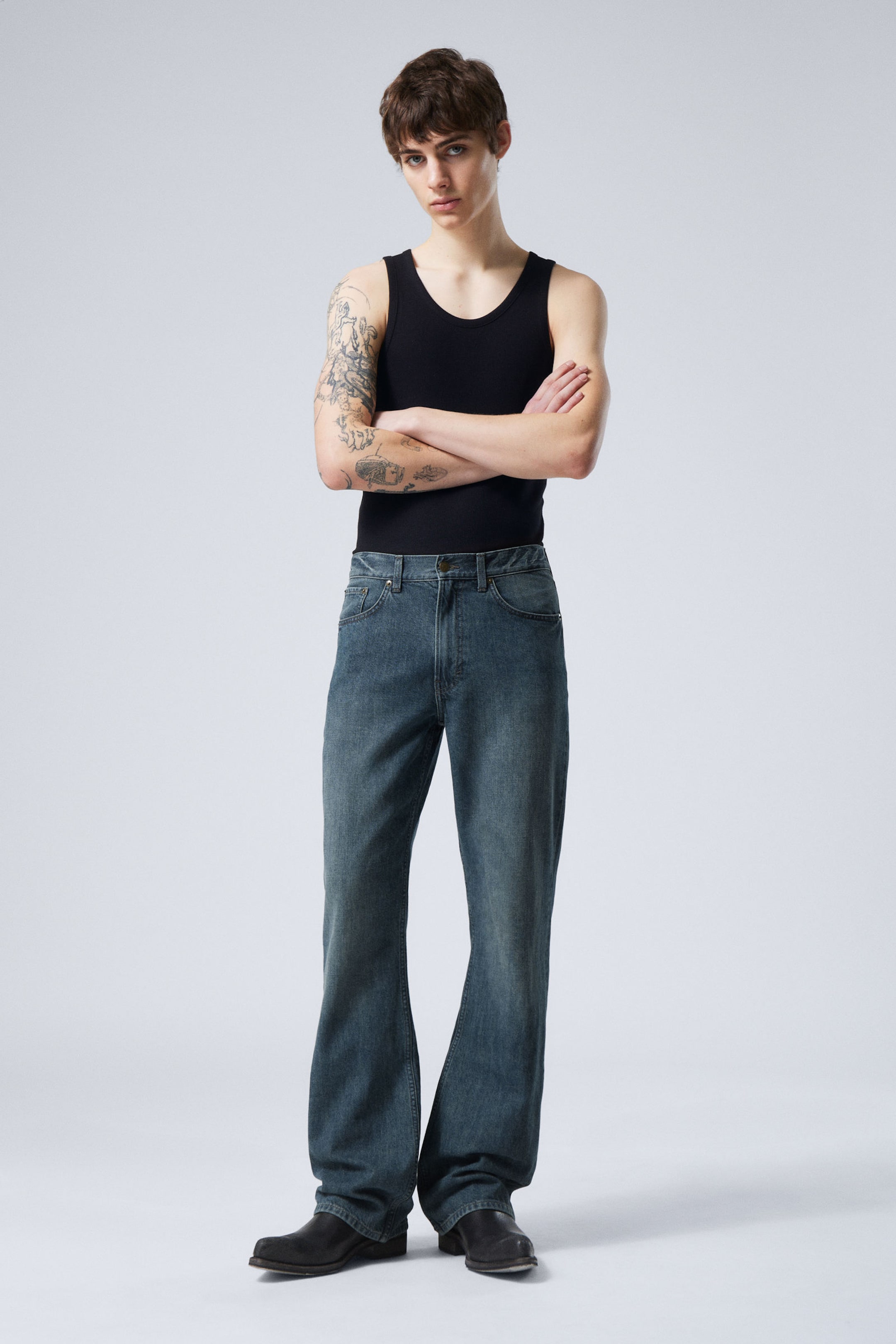 #4C5164 - Mercury Relaxed Bootcut Leg Jeans - 1