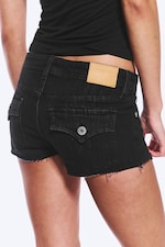 Ink Black - Noir - Short denim ajusté taille basse - 3