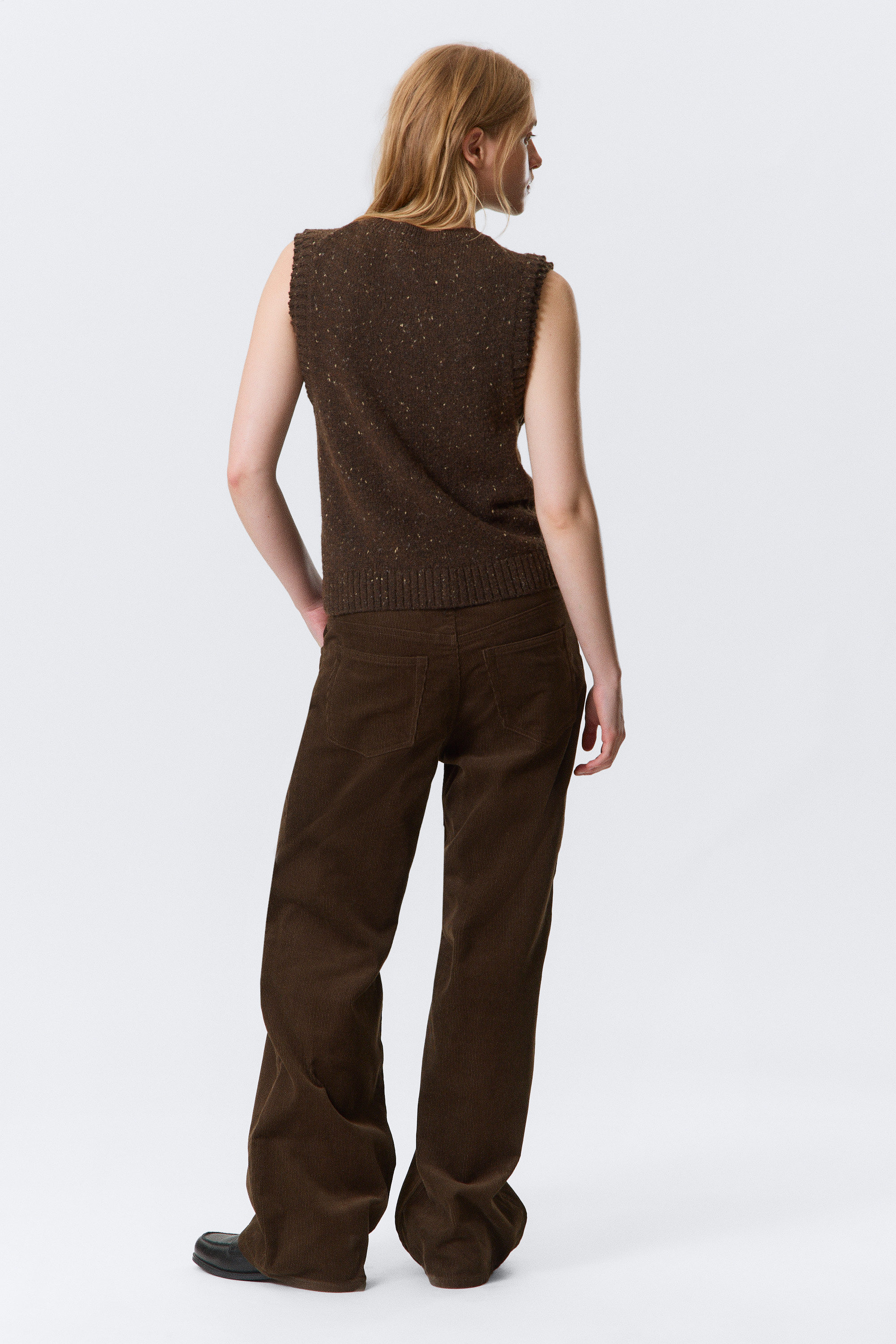 Dark Brown Melange - Knitted Buttoned Wool Blend Vest - 3
