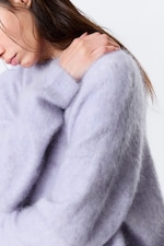 Light Purple Melange - Oversized Knitted Mohair Blend Sweater - 2