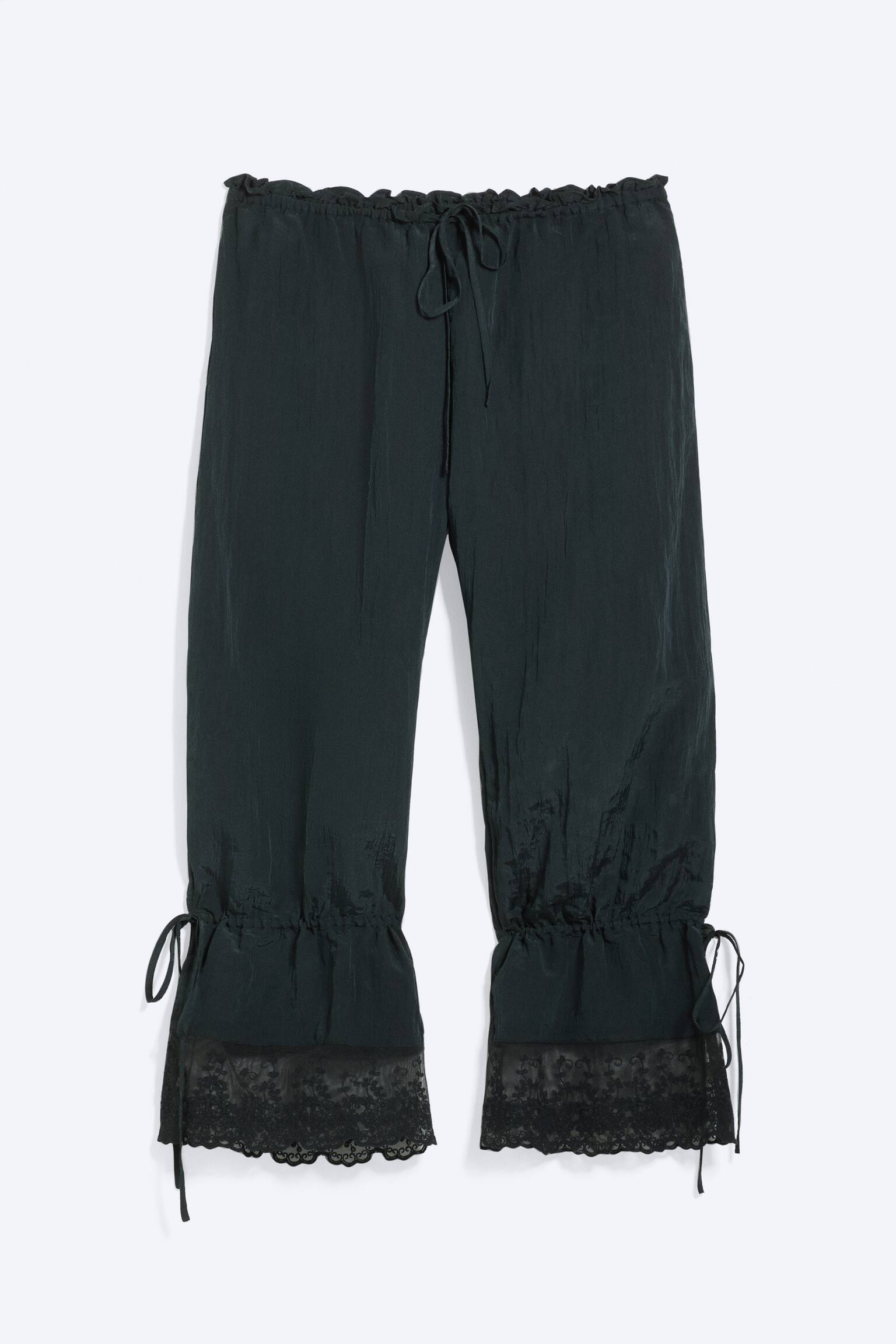 Rosabel lågmidjade lediga bloomers med spets - Svart/Ljusrosa - 2