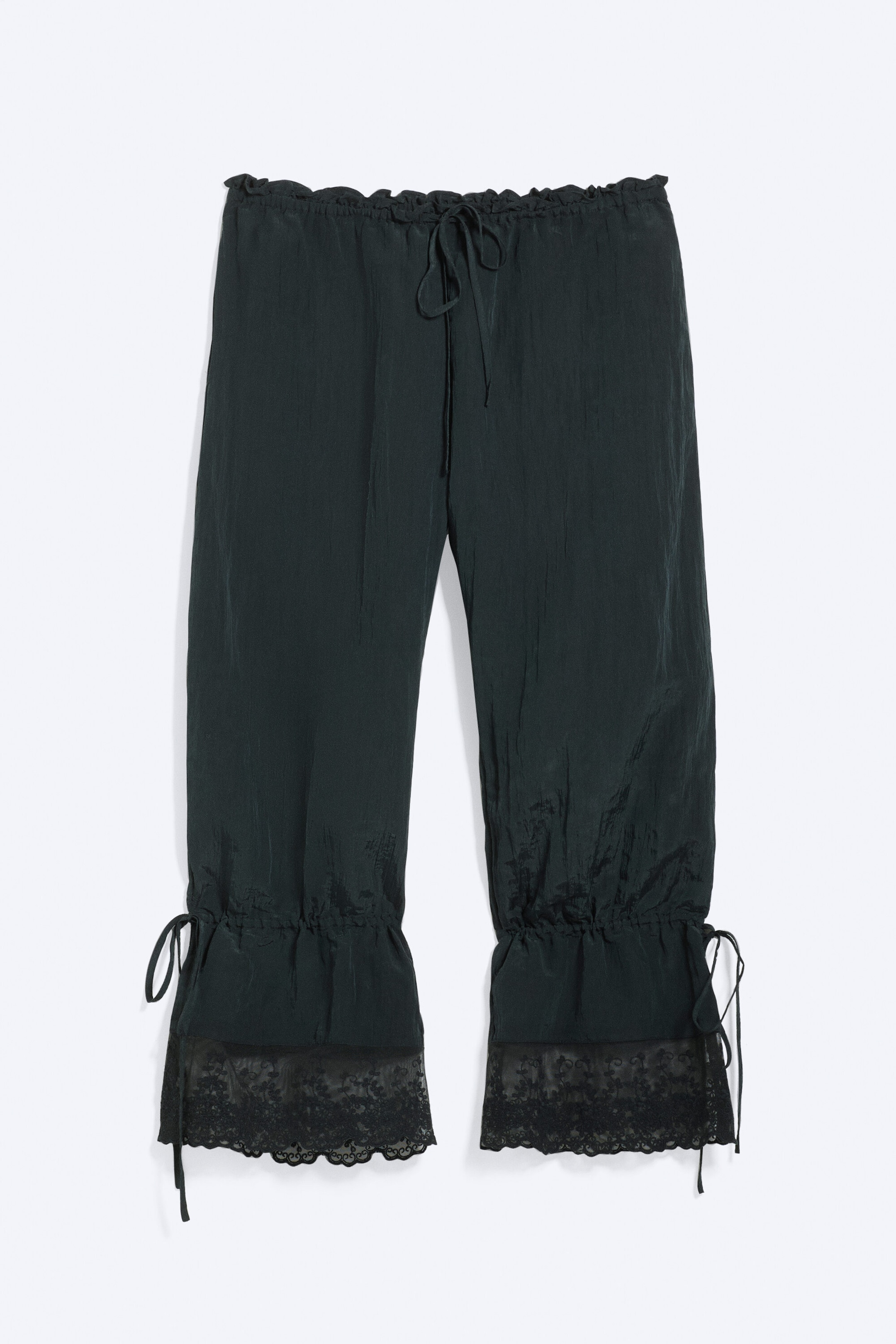 Svart - Rosabel lågmidjade lediga bloomers med spets - 4