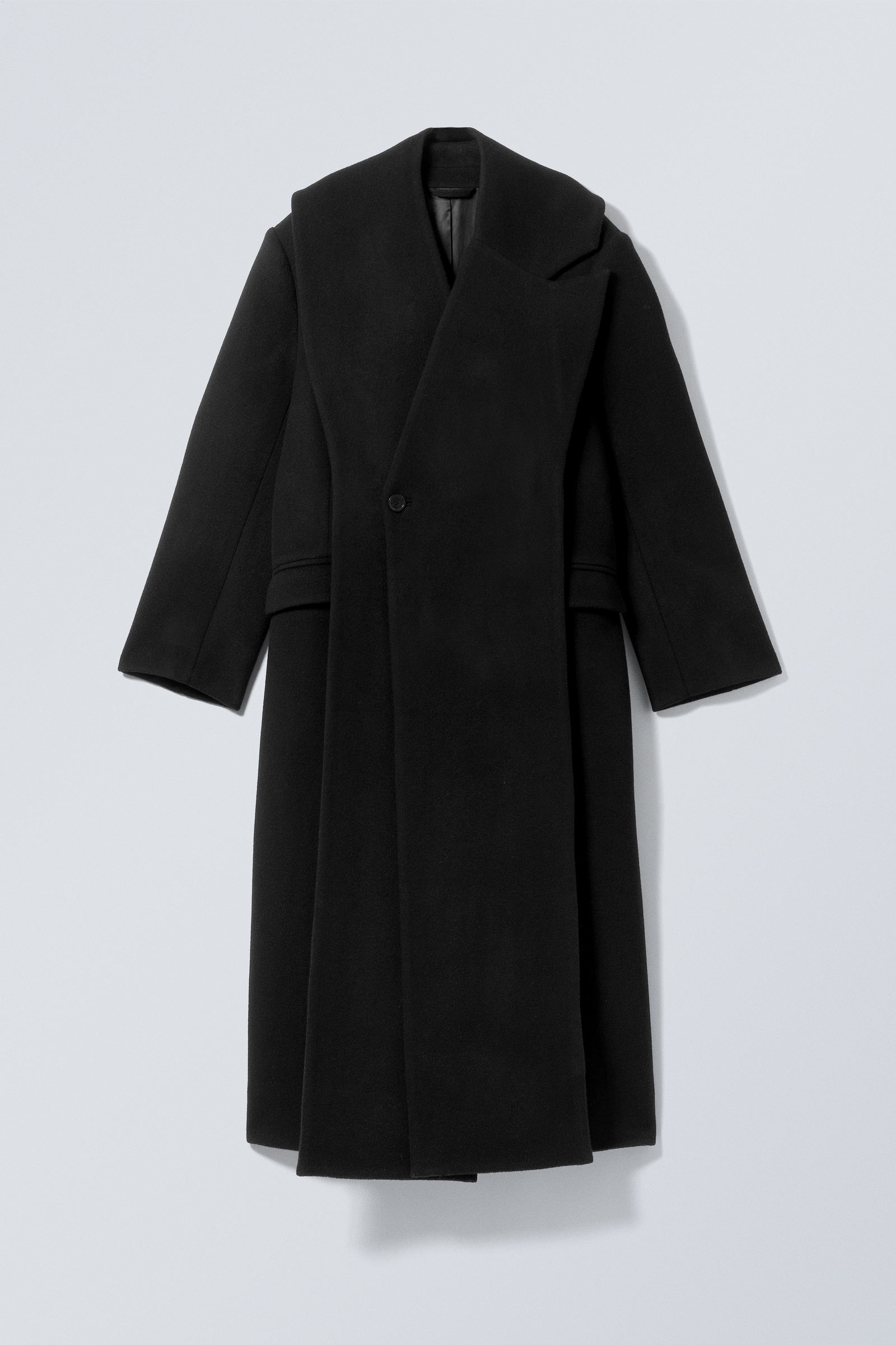 oversized double-breasted wool coat - Black | Weekday EU