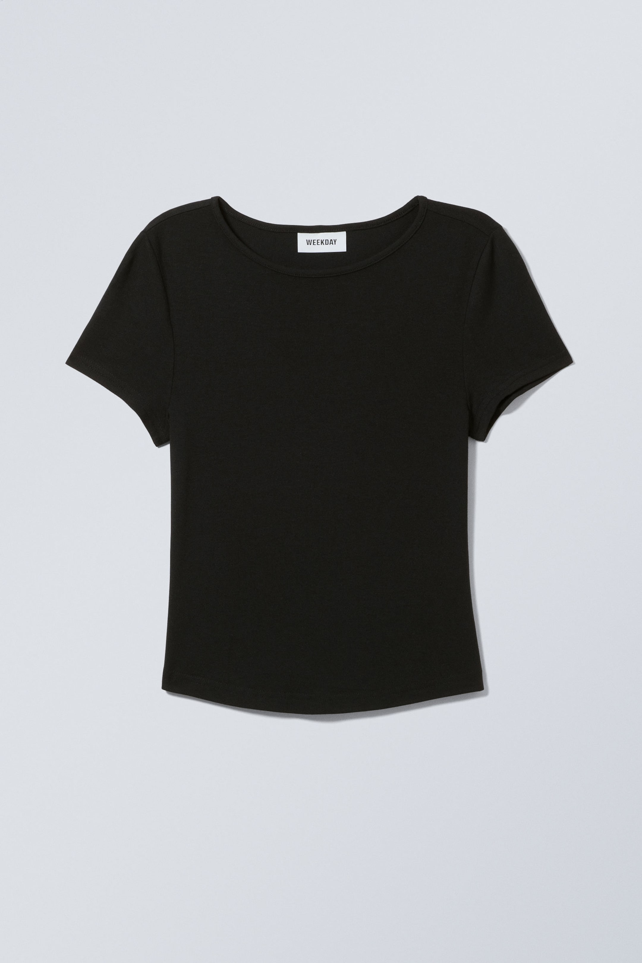 Black - Curved Hem Fitted Modal T-shirt - 0