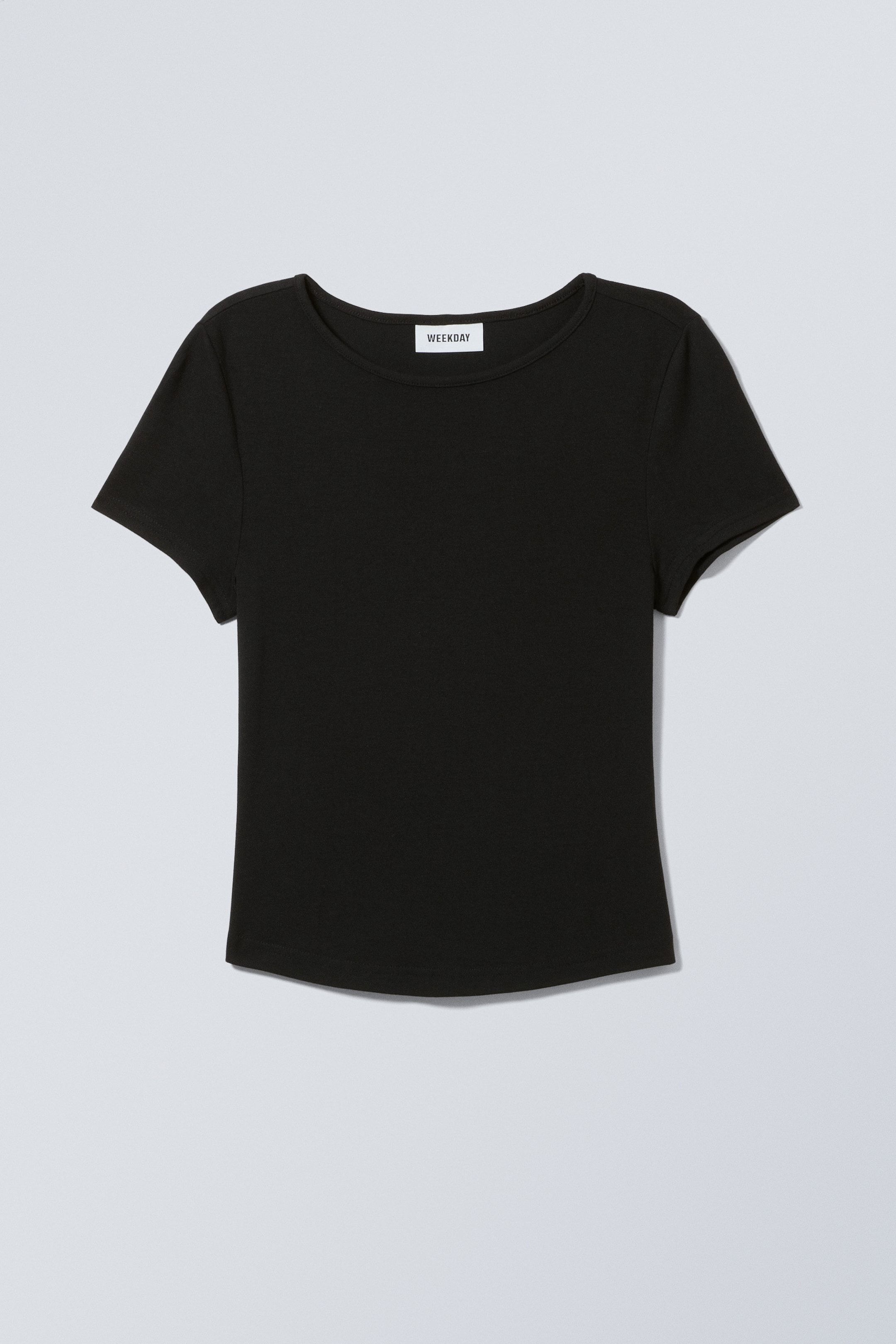 Black - Curved Hem Fitted Modal T-shirt - 0