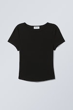 Black - Curved Hem Fitted Modal T-shirt - 0