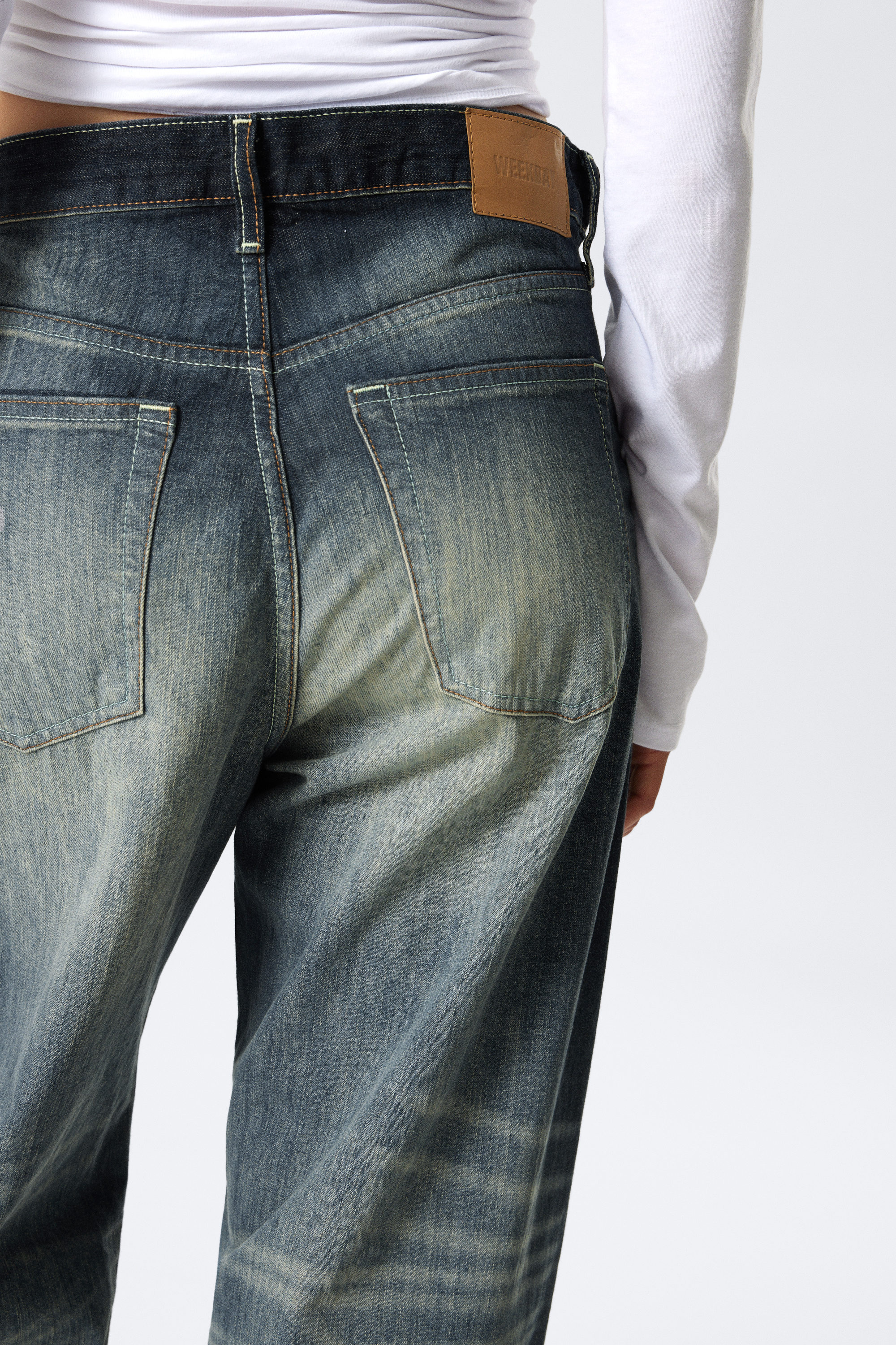 Laser Board Blue - Medium Blue - Solar Loose Wide Leg Unisex Jeans - 10