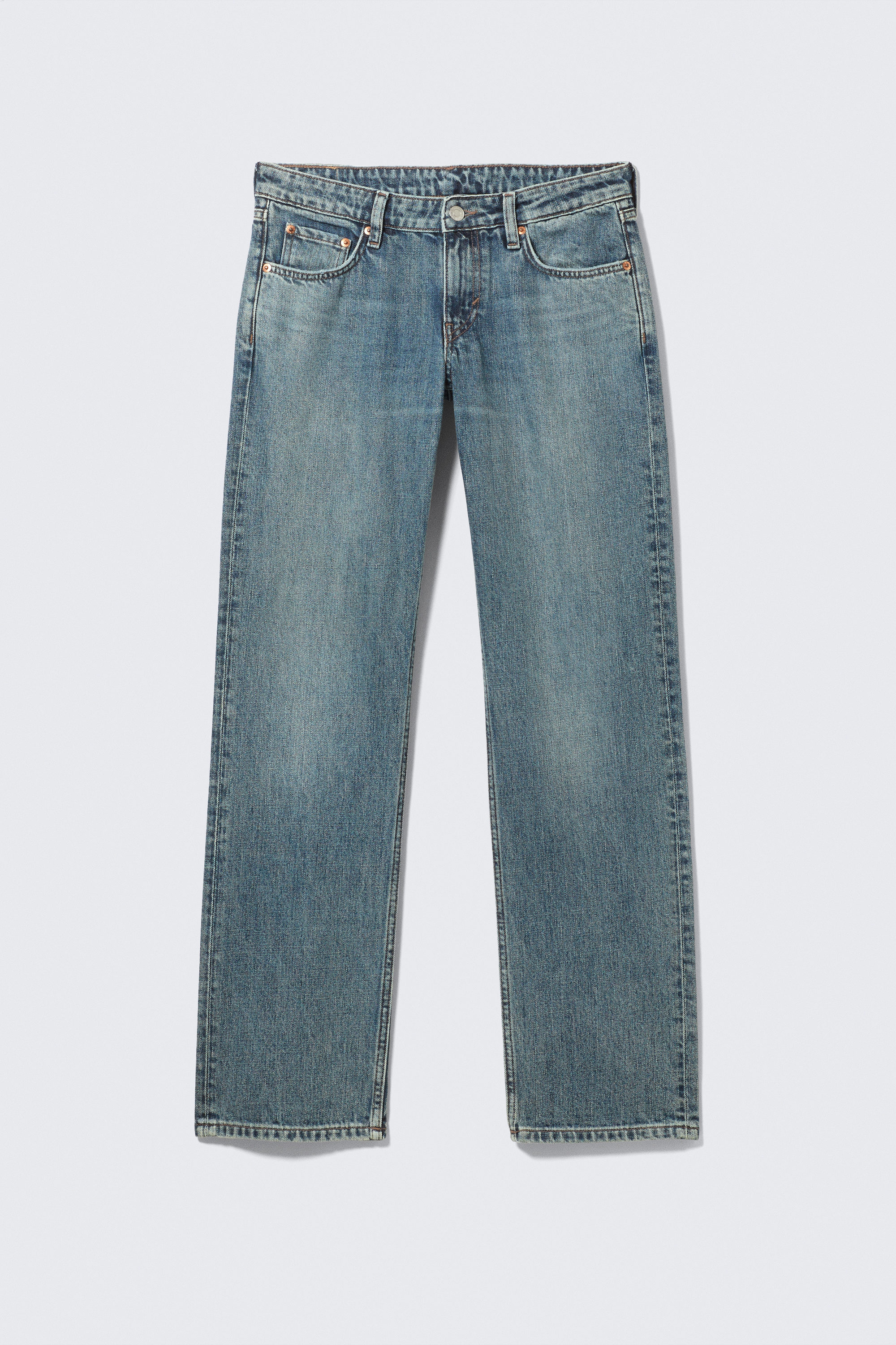 Second Blue – Medium Blue - Arrow Low Rise Regular Straight Leg Jeans - 1