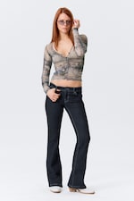 Beige/Grey - Snakeskin Print - Slim Gathered Long-Sleeved Mesh Cardigan - 0