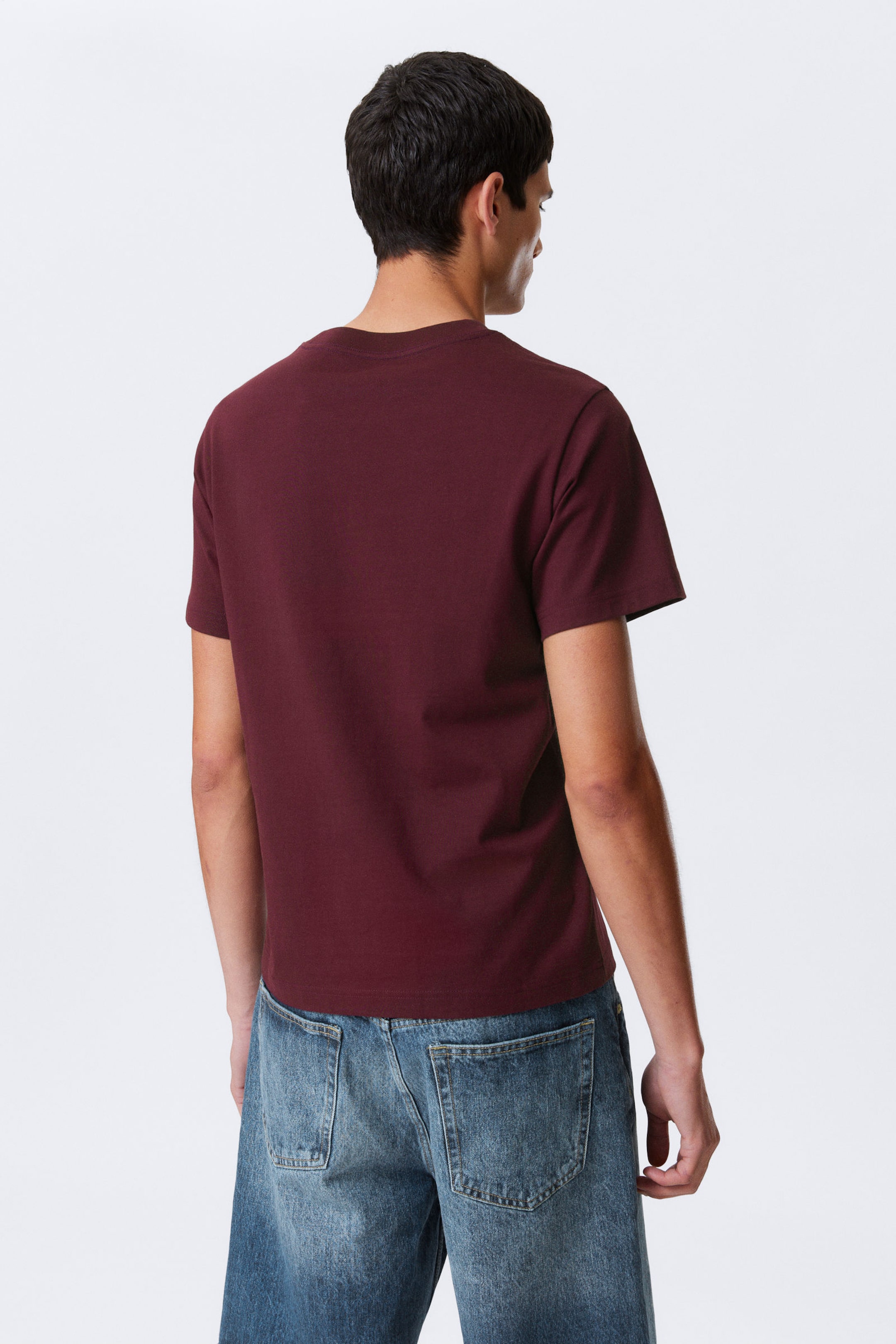 Dark Red - Short Boxy Heavyweight T-shirt - 2