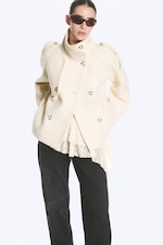 Dusty White - Wool-Blend Funnel neck jacket - 1