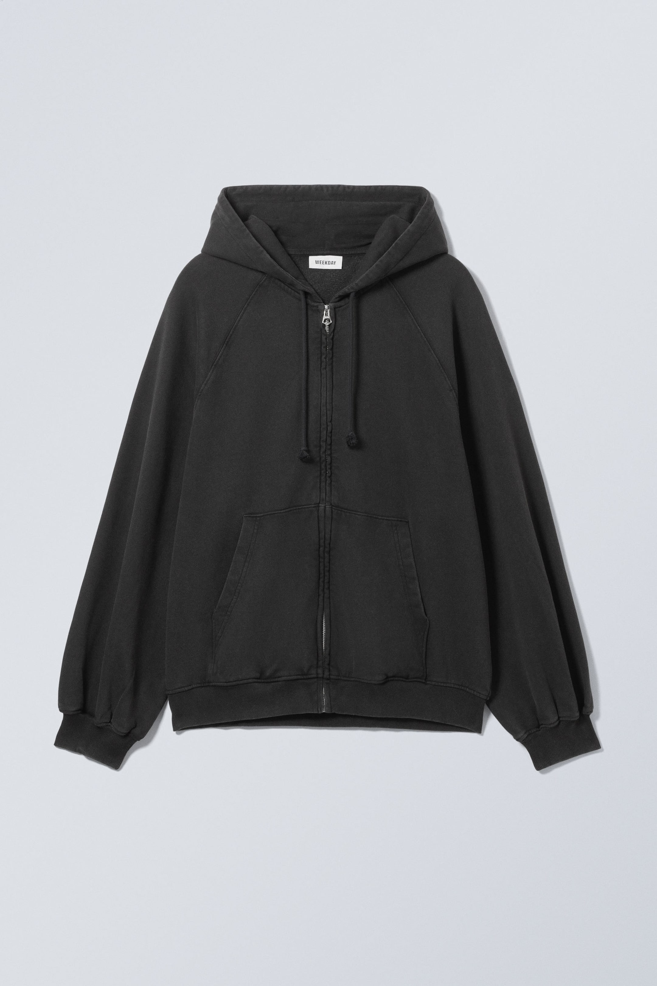 Dunkelgrau verwaschen - Locker sitzender Zip-Hoodie aus Frottee - 0