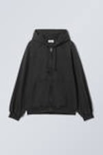 Dunkelgrau verwaschen - Locker sitzender Zip-Hoodie aus Frottee - 0